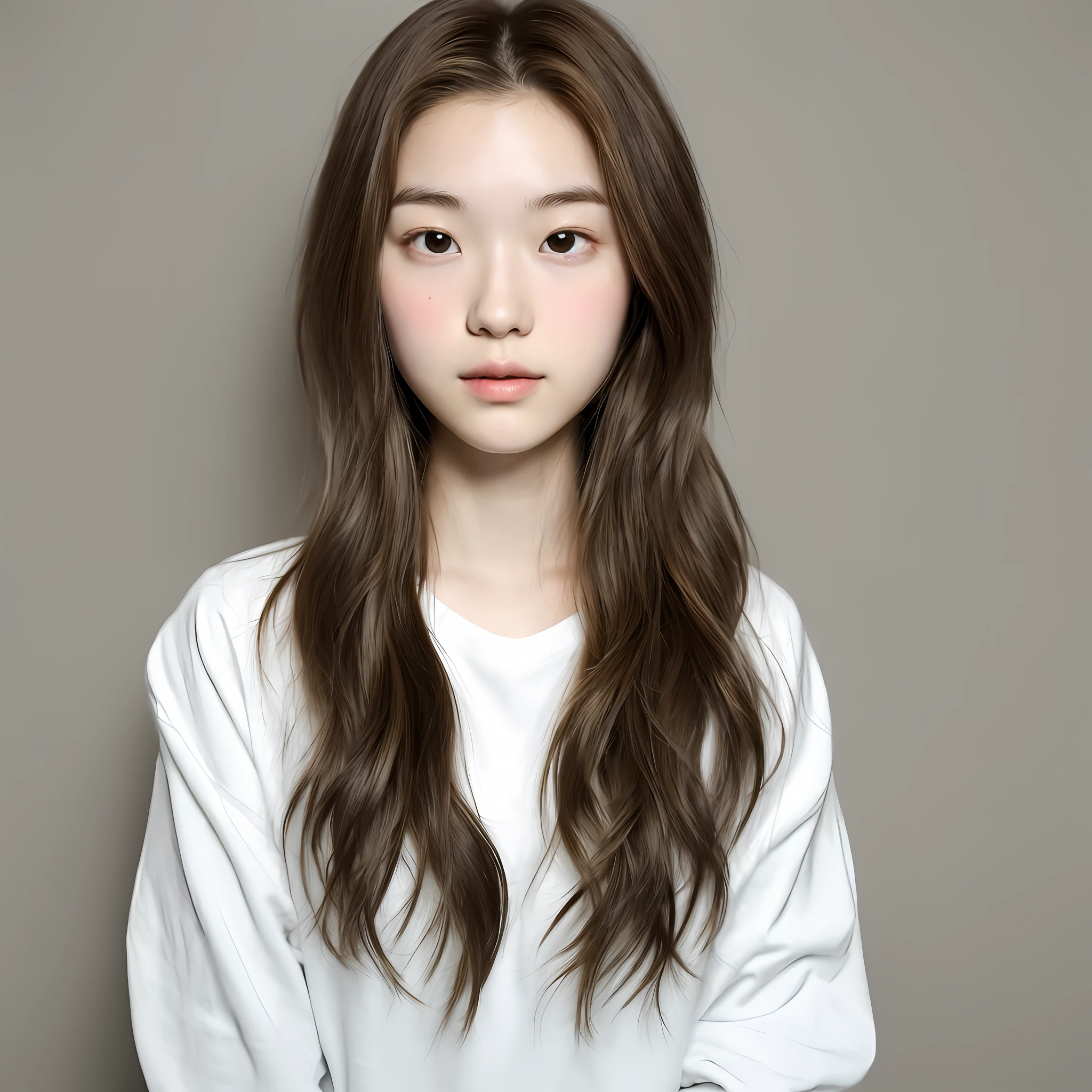 One meter seven five,Weight 105 pounds,18-year-old girl,White skin,二重まぶた,hair to shoulder,Slender eyebrows,brown hair,Northern Chinese girl