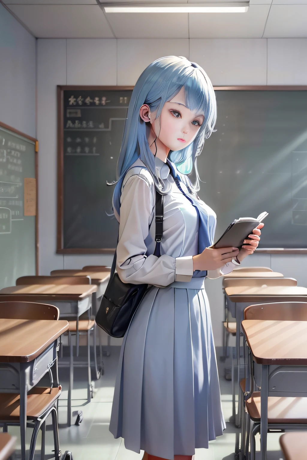 1 School,high school classroom,The blackboard newspaper reads "Let's take the college entrance examination.",985,Chapter 211: I'm coming,In front of them sat more than a dozen male and female students,Chinese blue school uniform Chinese style,HD graphics,4K