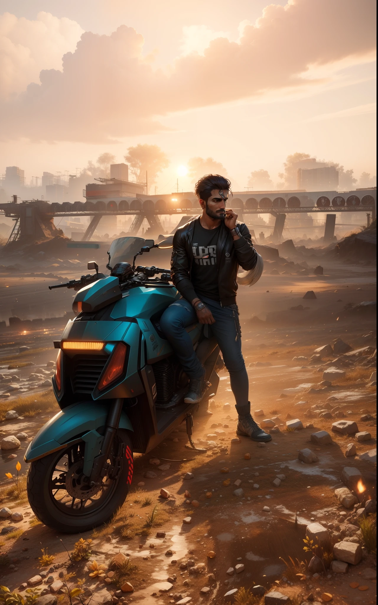 Handsome indian guy, picture realistic and accurate textures, real texture, cyberpunk, change background, realistic, ultra high definition, realism, best art station.