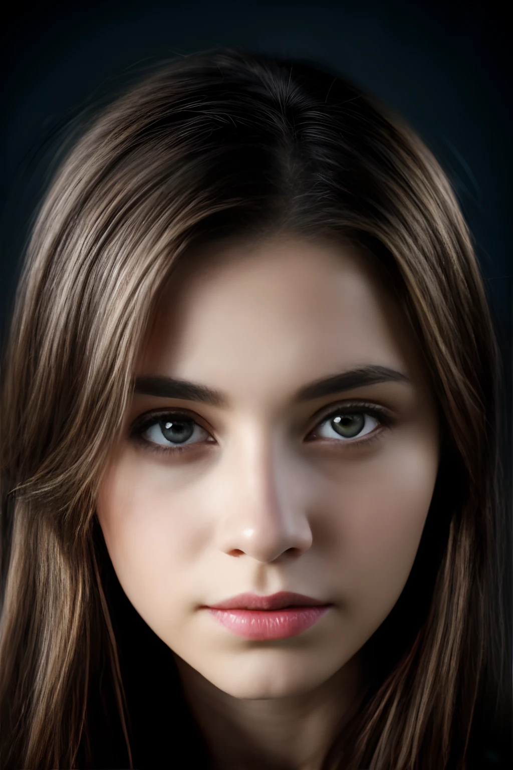 (Close-up, An editorial photo of a 21-year-old woman), (Highly detailed face:1.4) (Smile:0.7) (background inside dark, Moody, Private study:1.3) angle of view, by Lee Jeffries, Nikon D850, film stock photograph ,4 Kodak Portra 400 ,Camera f1.6 shots ,Rich colors ,Ultra photo realsisim ,Lifelike texture, Dramatic lighting , cine still 800,