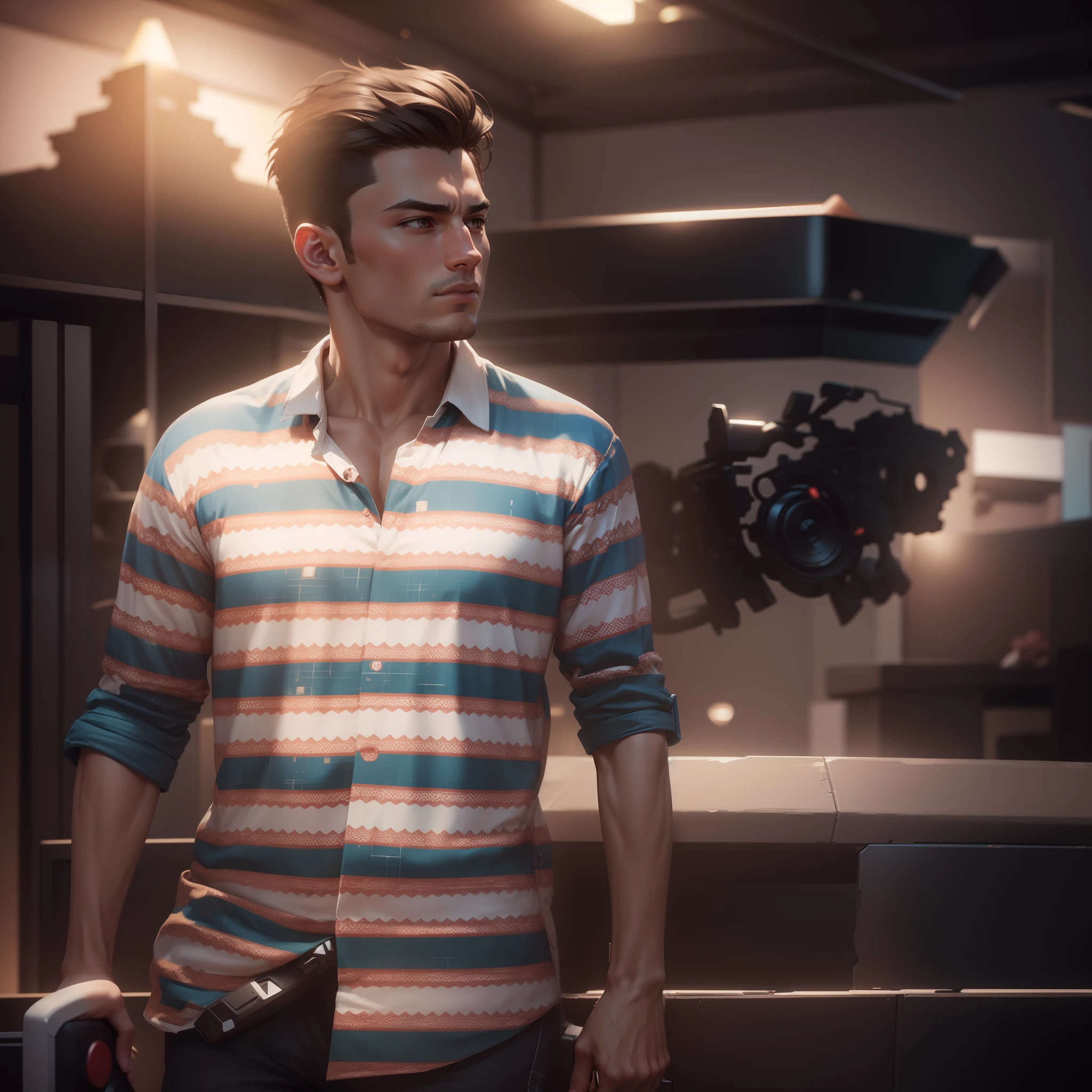 Change background to gaming background, 8k resolution, Ultra realistic face, good muscle