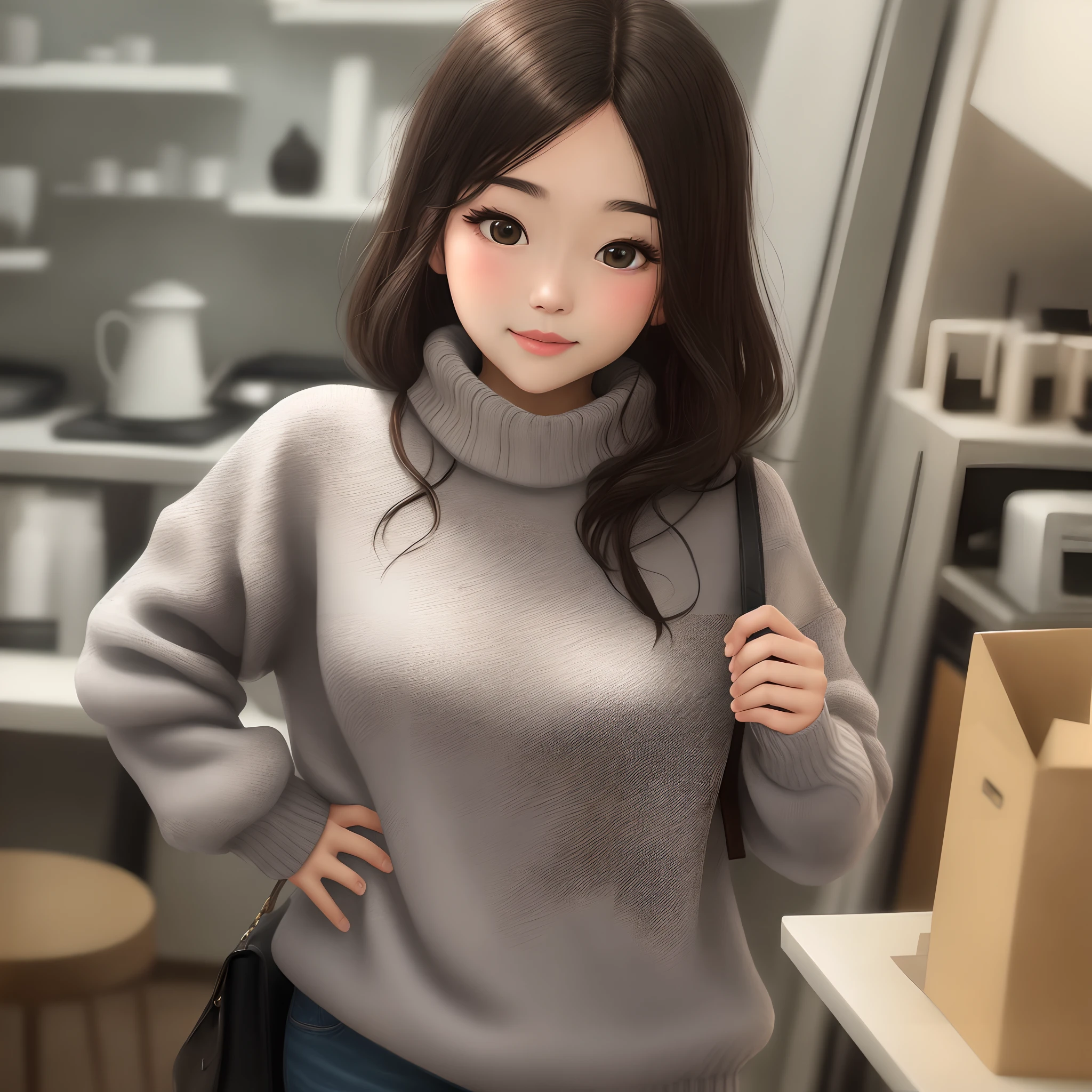 Two-dimensional gentle sweater girl