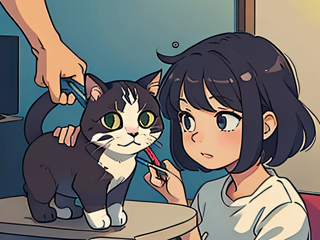 Grooming a cat, make the picture like wikihow illustration pictures