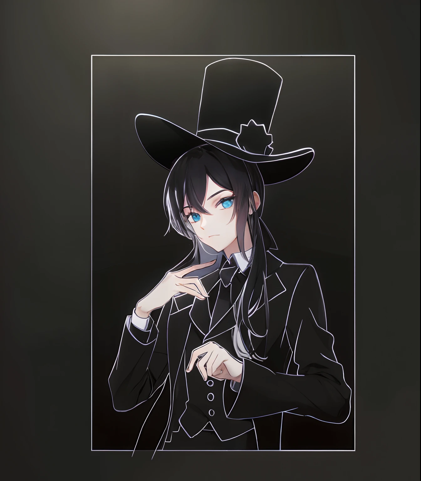 Black hat,Black clothes,white shirt