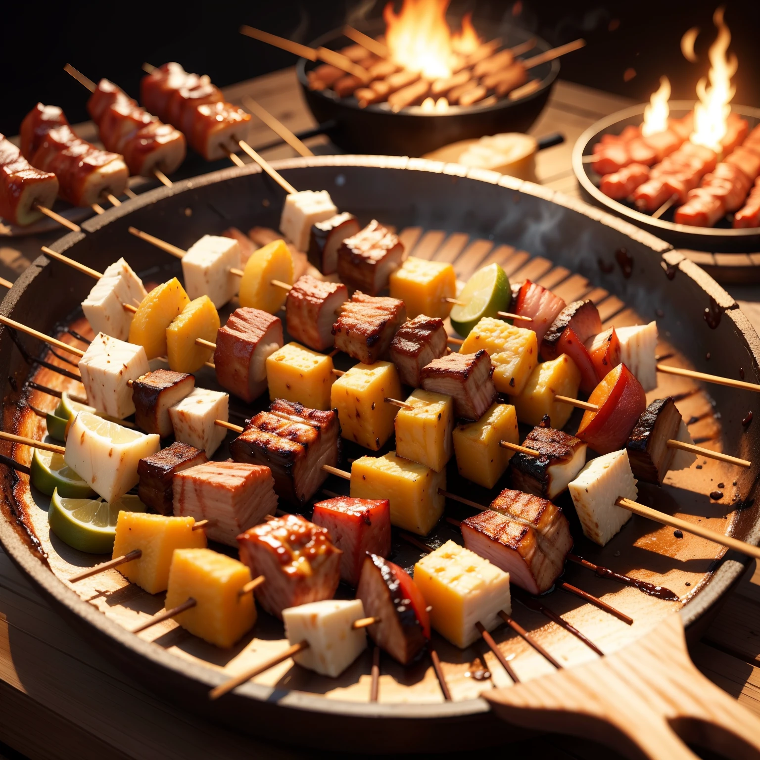 BBQ flame skewers delicious and attractive