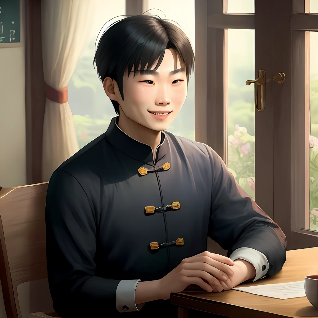 Chinese man optimistic gentle 2D