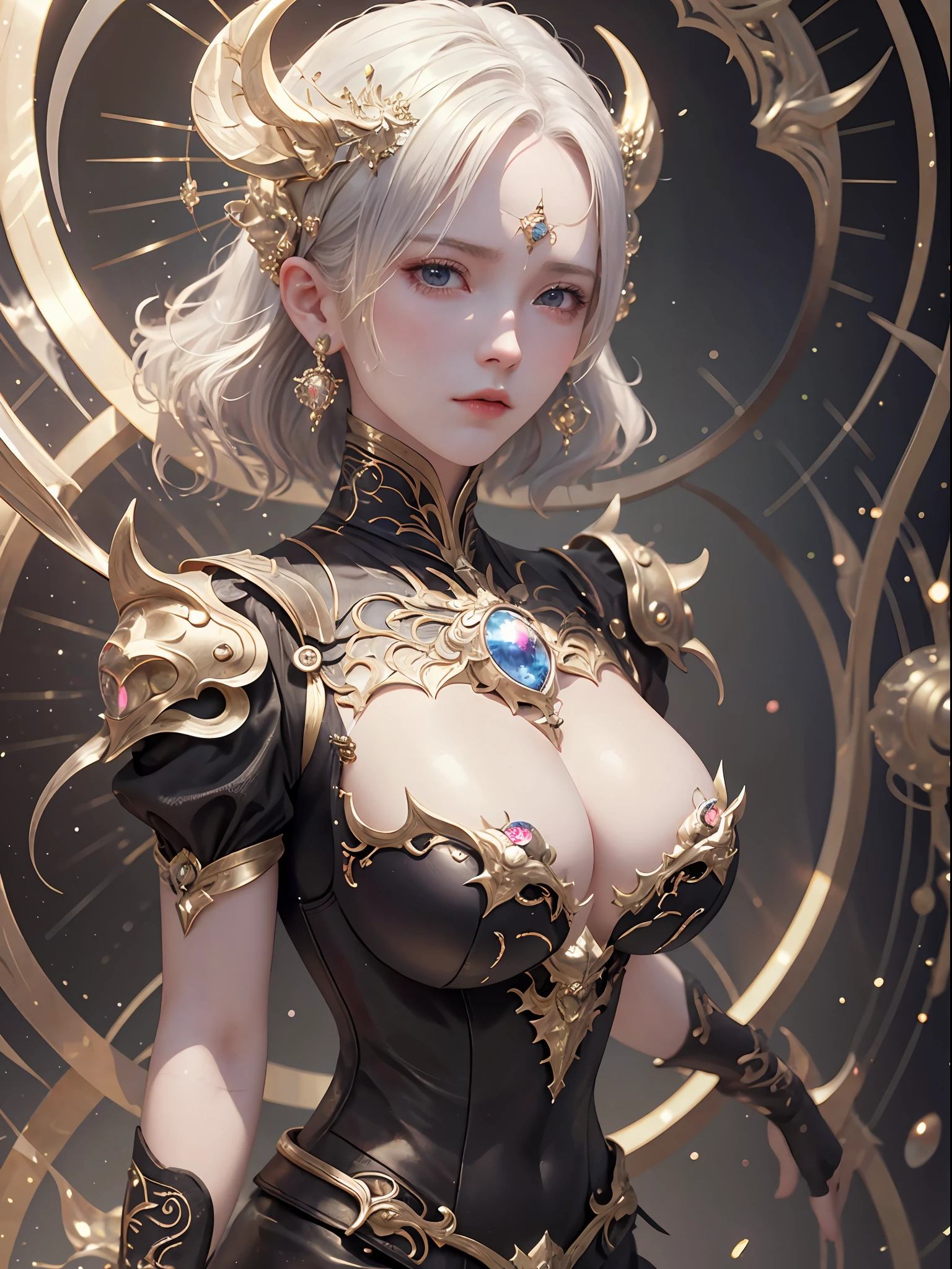 1girl,masterpiece, 8k,semi-realistic,4k,RTX,shaders,brilliant texture work, hands on breast,breast focus