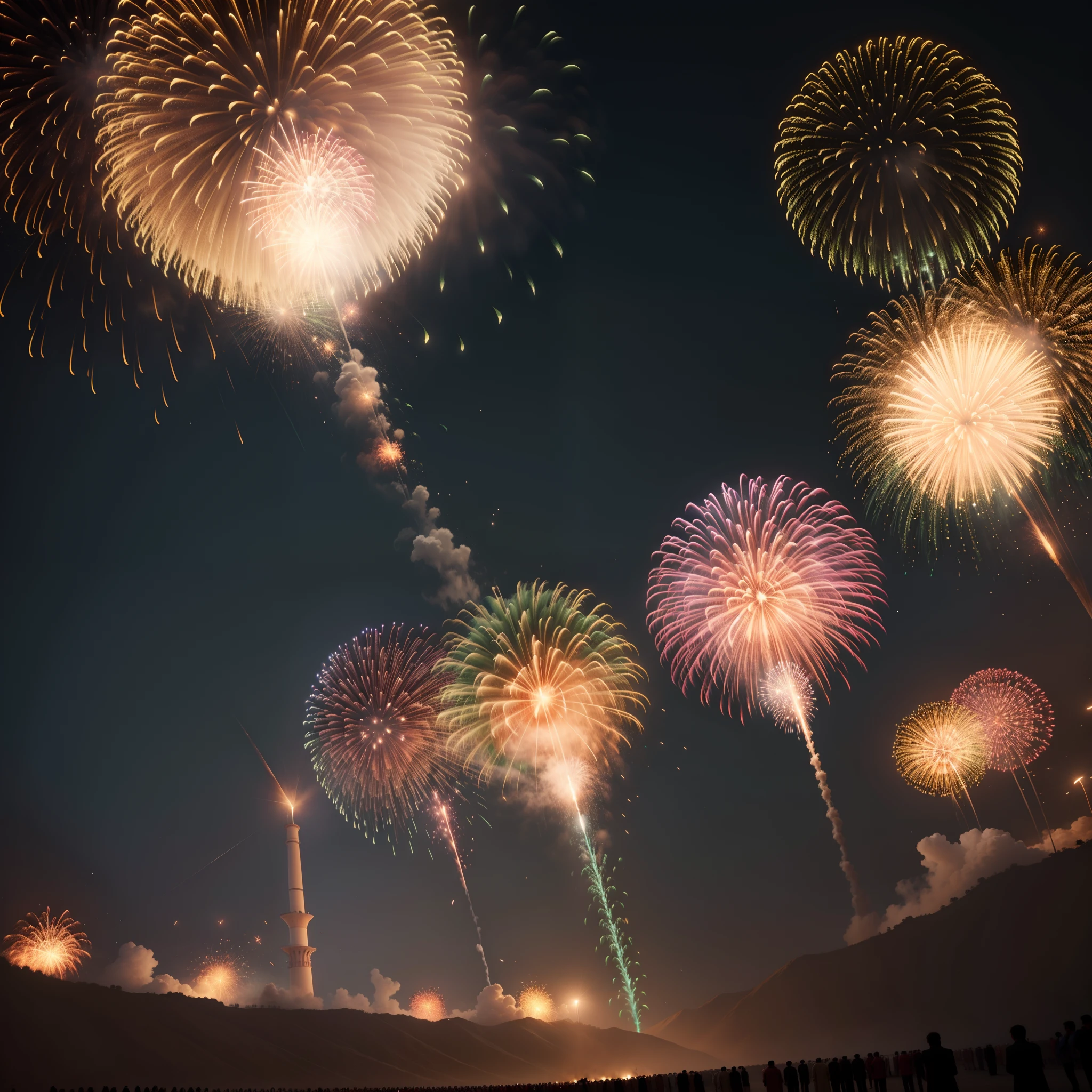 Pakistan national flag, fireworks,