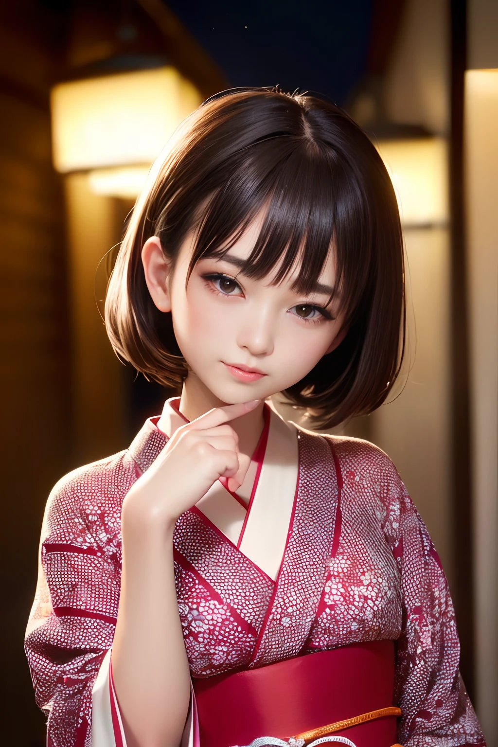 Upper body from the waist up、Are sleeping、nap、(Sleeping with your eyes closed)、(4In K、masterpiece、hight resolution、Realistic and beautiful light and shadow、One girl、Solo Focus、(top-quality)、(Hi-Res)、(extremely delicate and beautiful)、(Beautiful 8k face)、(Brown-eyed)、(I close my eyes while smiling.)、(独奏)、(Clear skin)、(Soft hair)、(hugetits)、(Plaid kimono, Red and blue floral yukata)、((Awa Odori Pose))、((Bokeh lantern light night background))、((speedo))、(reality)、thin and small nose、(red lipsticks)、(Reddening cheeks)、poneyTail、(Lustrous skin)、((Ukiyo-e style))、Ultra-thin eyebrows、Ultra high image quality、(Wearing maiko-style makeup)、skin whitening、long and beautiful lashes、Turning around in the style of a Kyoto magazine model、((s asleep))、Lustrous skin、(Red-dyed cheeks)