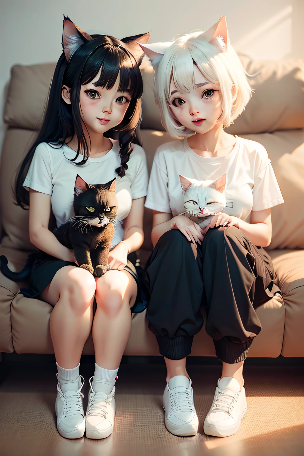 couple cat anime kute