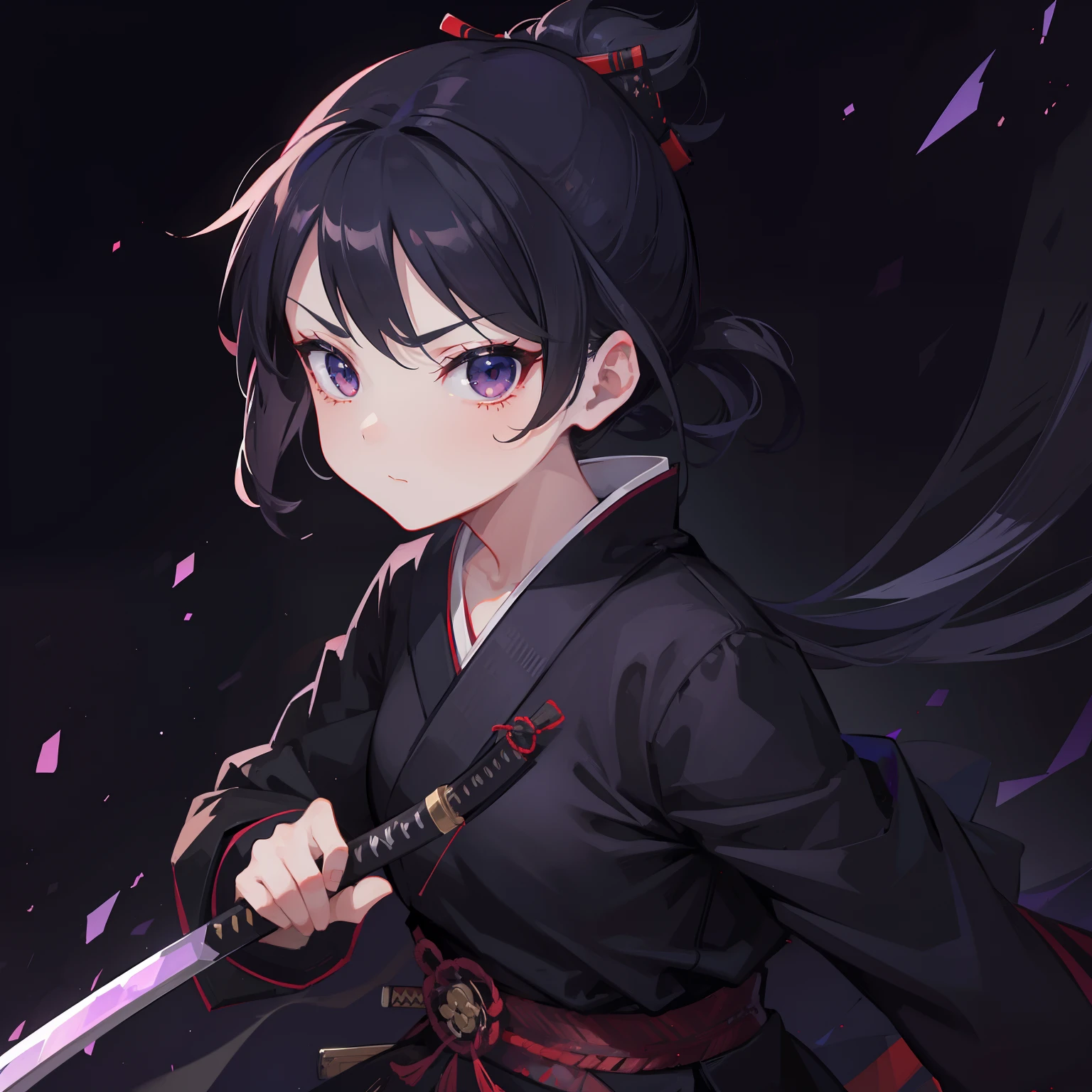 1girl,samurai, badas,ultra hd, pixel,pixel art, fire particles,hold katana with dark particles