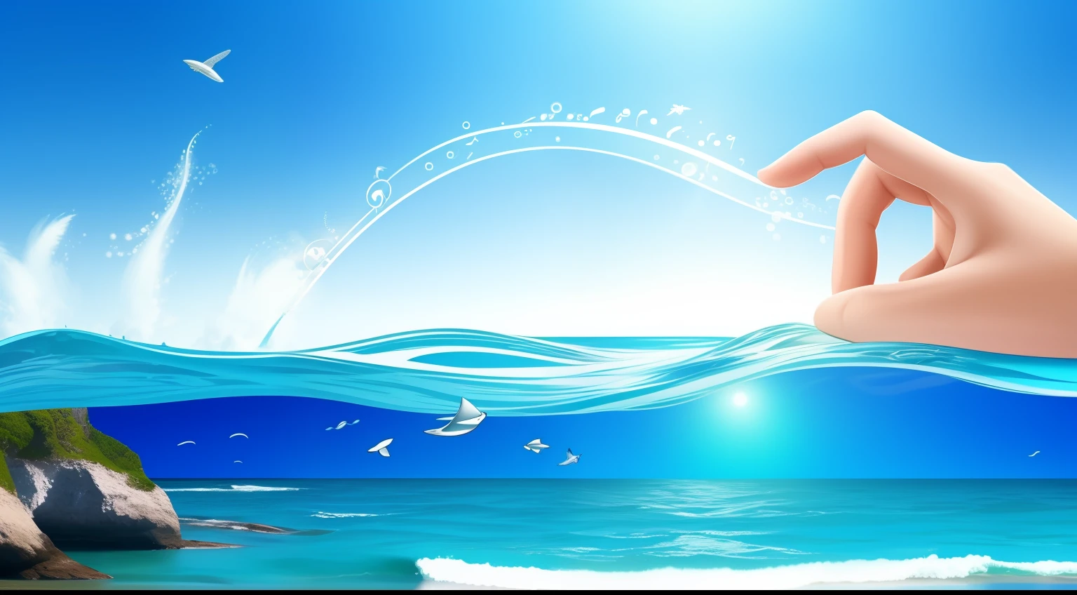 Emotion Oceans Music, oceans of music and none stop relaxing, headsets, sea animals and flys