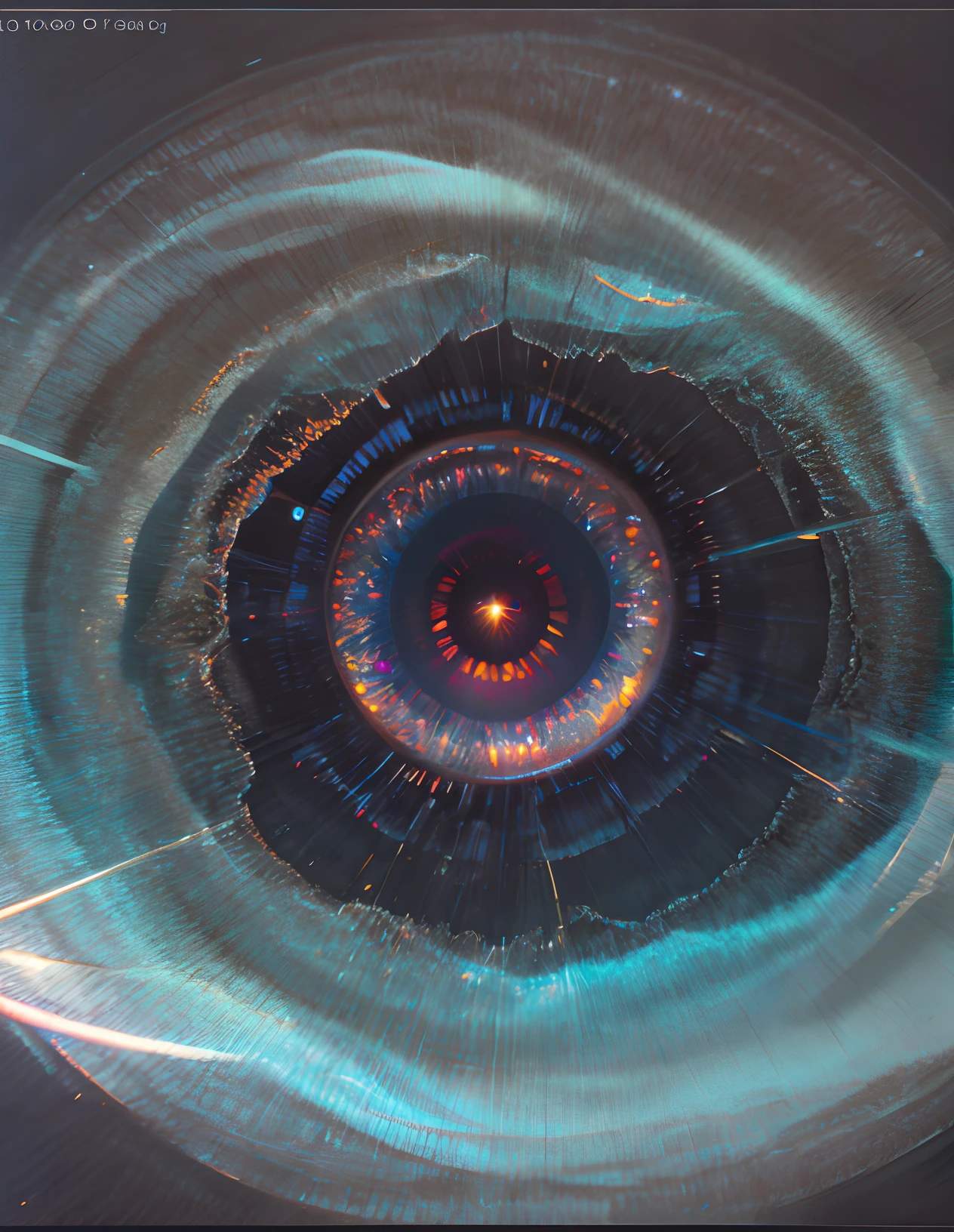 closeup photograph of an eye, inside the eye is another whole universe
