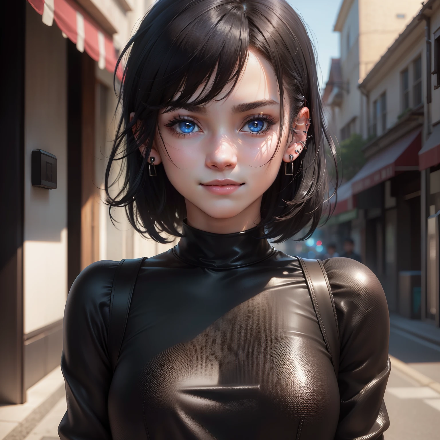 (RAW Photos: 1.2), (Photorealistic: 1.4), (Masterpieces: 1.3), (Best Quality: 1.4), Ultra High Resolution, HDR, 8k Resolution, Dreamy, Check Commentary, Commentary Request, Landscape, (((No Text)), Solo Focus, (Detailed Eyes), (Detailed Facial Features), (Detailed Clothing Features), Skin Tightening, (Shiny Skin), (Slender), (Slim), ( beautiful face), 1 boy, , virtual girl - Ren, young, bangs, black hair, blue eyes, ear studs, loose shirt, smile, embarrassed, cute, look straight at the camera,