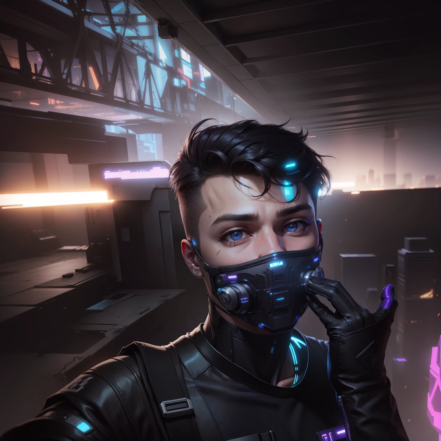 Change background cyberpunk handsome boy realistic. face 8k ultra realistic,