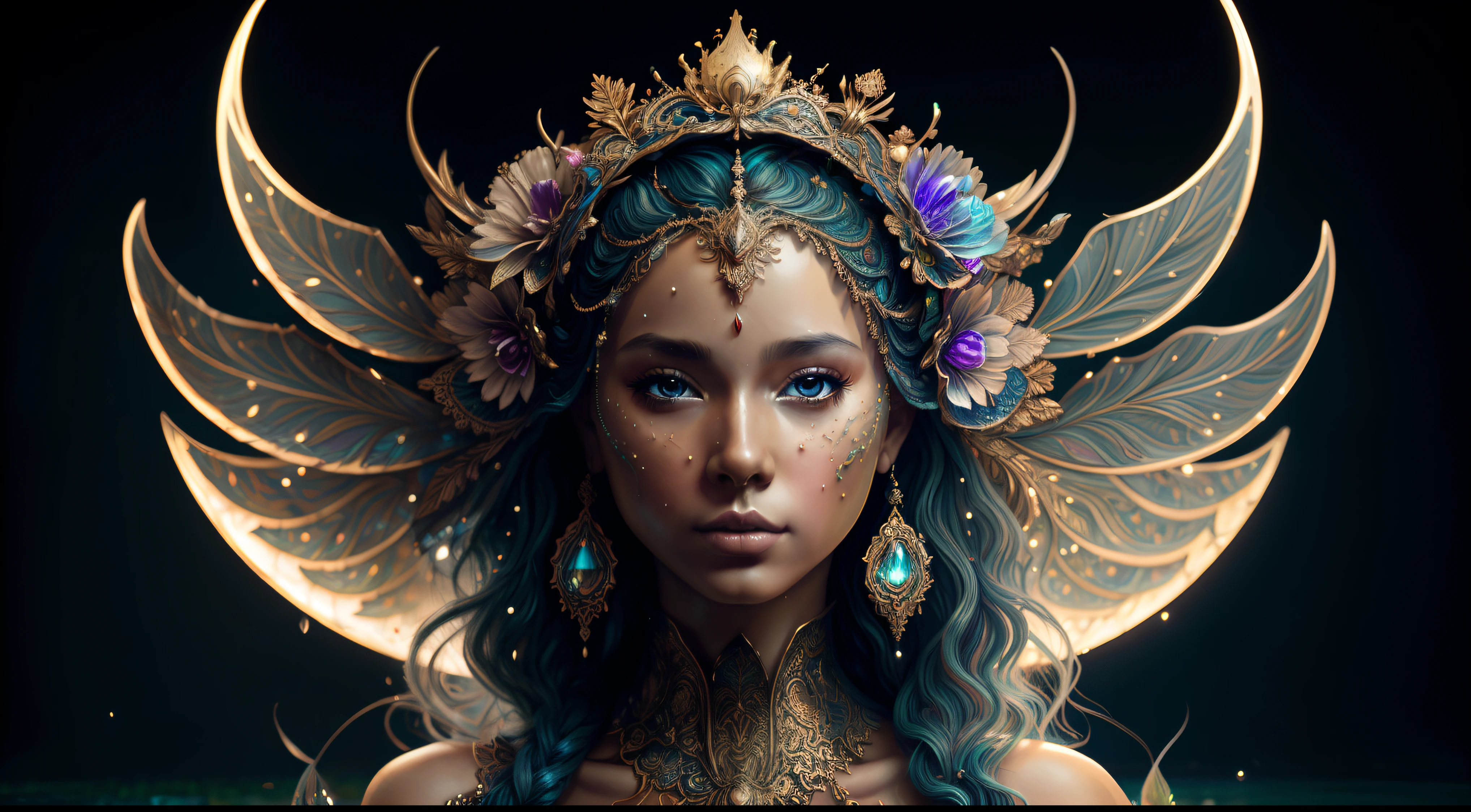 Pintura digital de dos mujeres jovenes con un tocado floreado ,Arte de Alberto Severo, salpicaduras y gotas congeladas multicolores, jardin renacentista, dream, Pintura digital surrealista , brillos tornasolados, efectos 3D, Ultra HD, obra de arte magistral ,cinematic lighting,16k Arte digital 4K altamente detallado, Pintura digital intrincada, Arte digital detallado 4K, Gran arte digital con detalles, amazing detail digital art, Arte digital extremadamente detallado, Arte digital altamente detallado, amazing digital art, Awesome Digital Illustration, hyperdetailed fantasy character, Arte digital hiperdetallado, Arte digital demasiado detallado