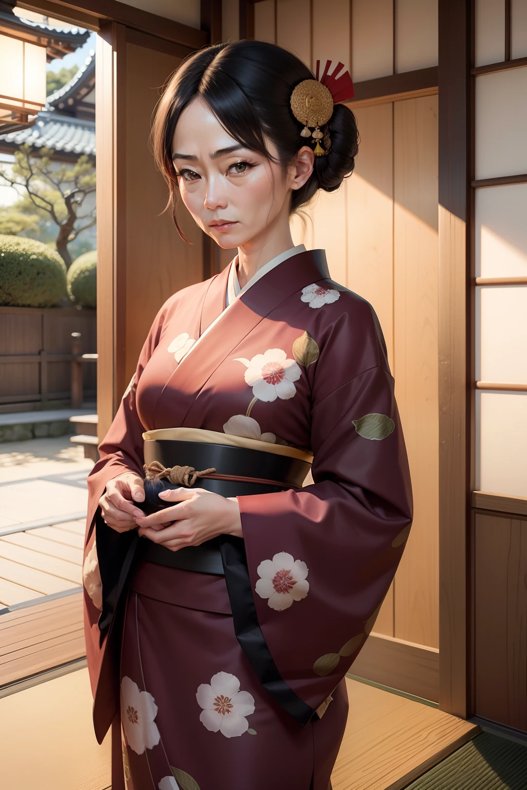 Edo Komon、Yokai Maki、Female in her 50s、Calm Japanese style beauty