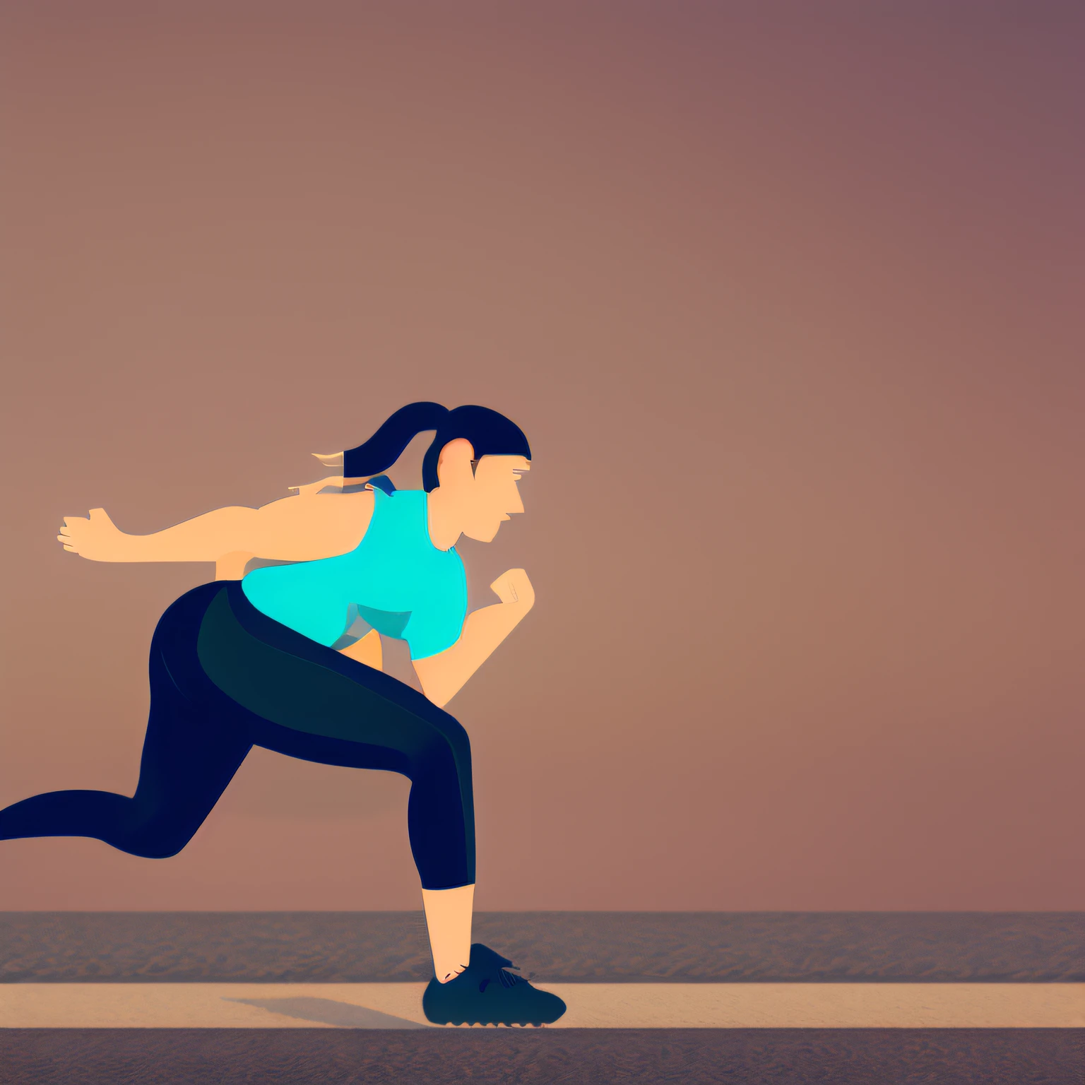 Make an image of a woman on her side getting up to run