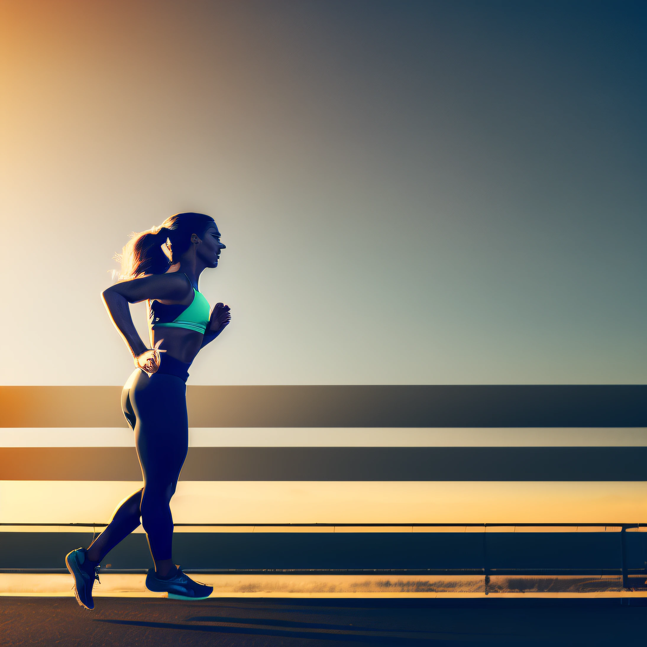 Make an image of a woman on her side getting up to run