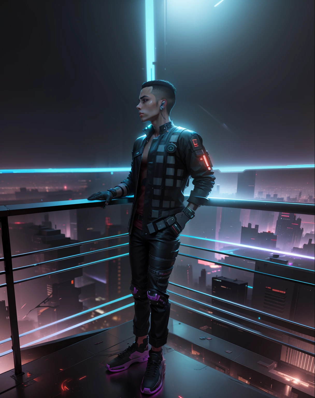 Background change cyberpunk, smooth face,handsome boy,4k,ultra realistic