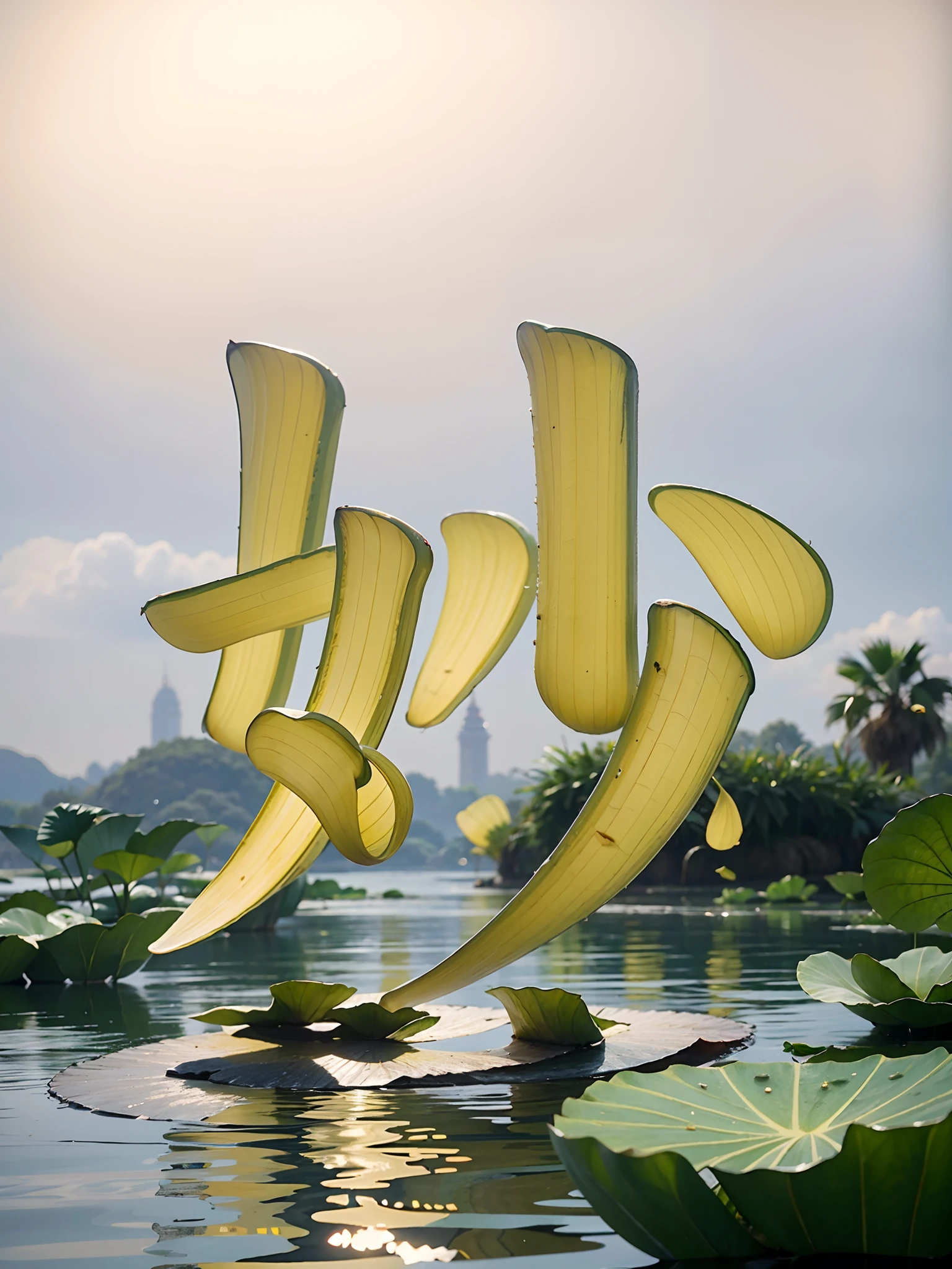 lotuses，Pavilion，Lotus leaf，Beautiful，Riverside，Small bridge，Highest image quality