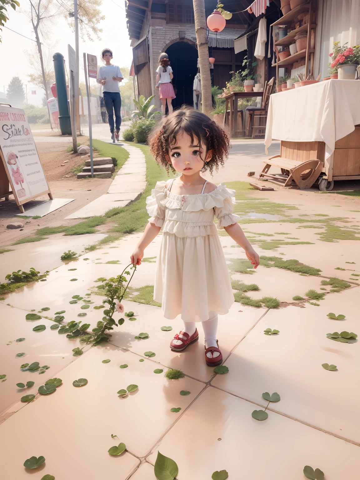 Girl 2 age old with curly hair