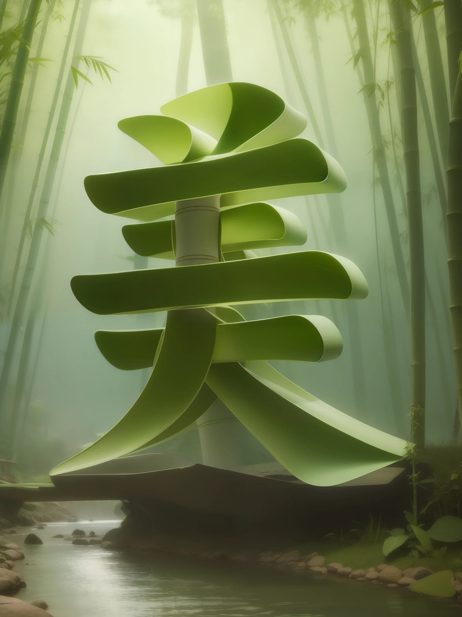 There is a river beach in the distance, and there are bamboo forest paths, streams, lotuses, water streams, banana leaves, and the highest picture quality