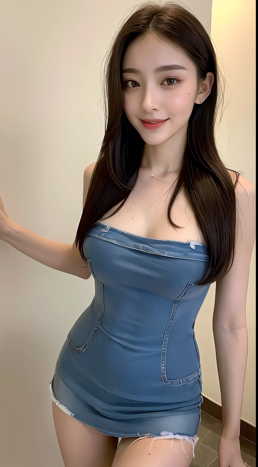 ((Best Quality, 8K, Masterpiece: 1.3)), 1girl, Slim Abs Beauty: 1.3, (Hairstyle Casual, Leaky Big Breasts: 1.2), Dress: 1.1, Super Fine Face, Delicate Eyes, Double Eyelids, Smile, Home