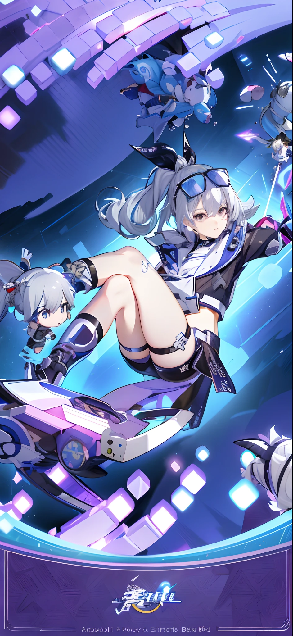 Long hair white hair anime girl riding skateboard, A scene from the《azur lane》videogame, azur lane style, Kantai collection style, Best anime 4k konachan wallpaper, Splash art anime Loli, Ayaka Genshin impact, Badass anime 8 K, 《azur lane》role, From Arknights, e - girl, E-Girl