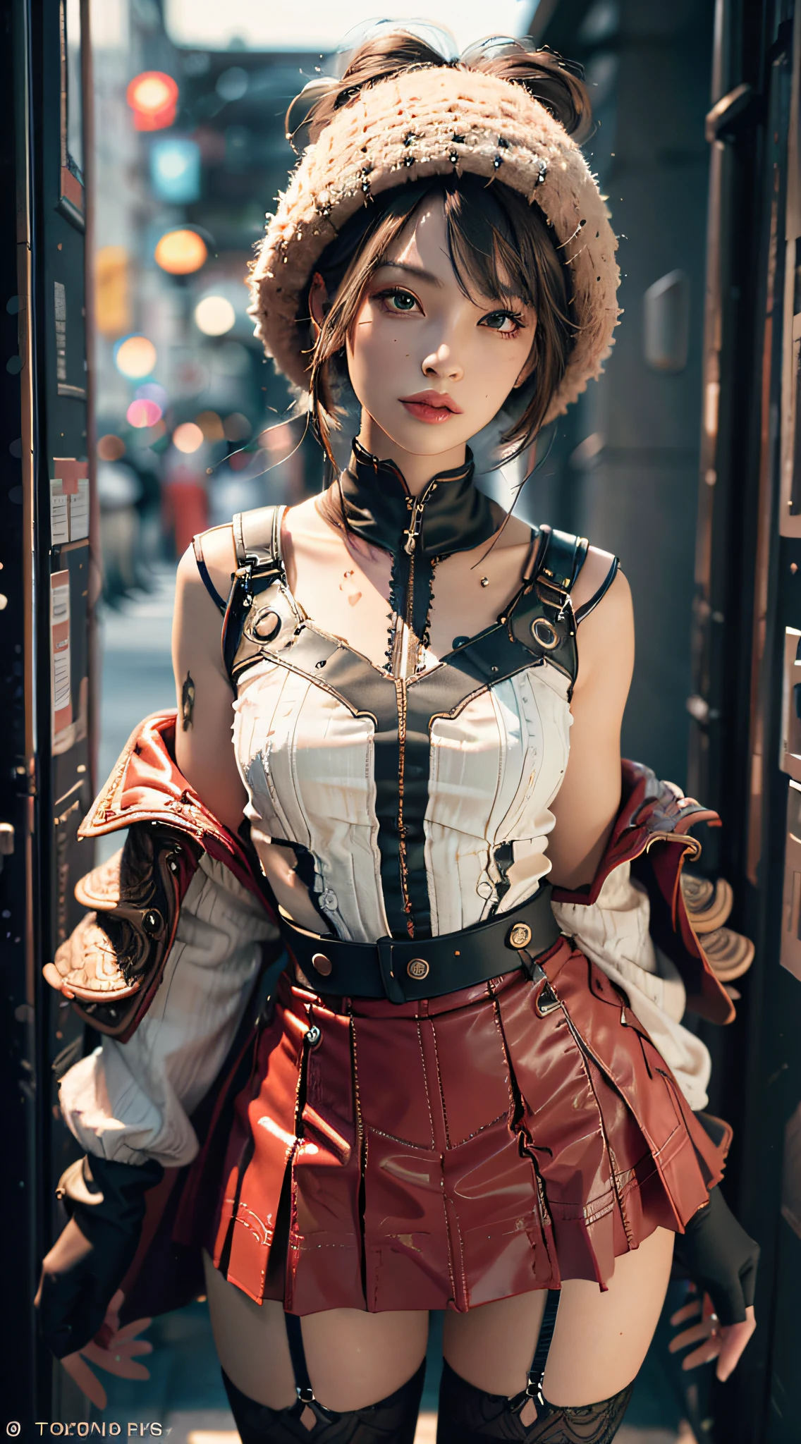 award winning, super detail, anatomically correct, UHD, retina, anatomically correct, high details, best quality, highres, high quality, textured skin, masterpiece, ccurate, 16k,((best qualtiy)), ((tmasterpiece)), (A detailed: 1.4), 3D, The woman wears a Tomo knight costume,short skirt