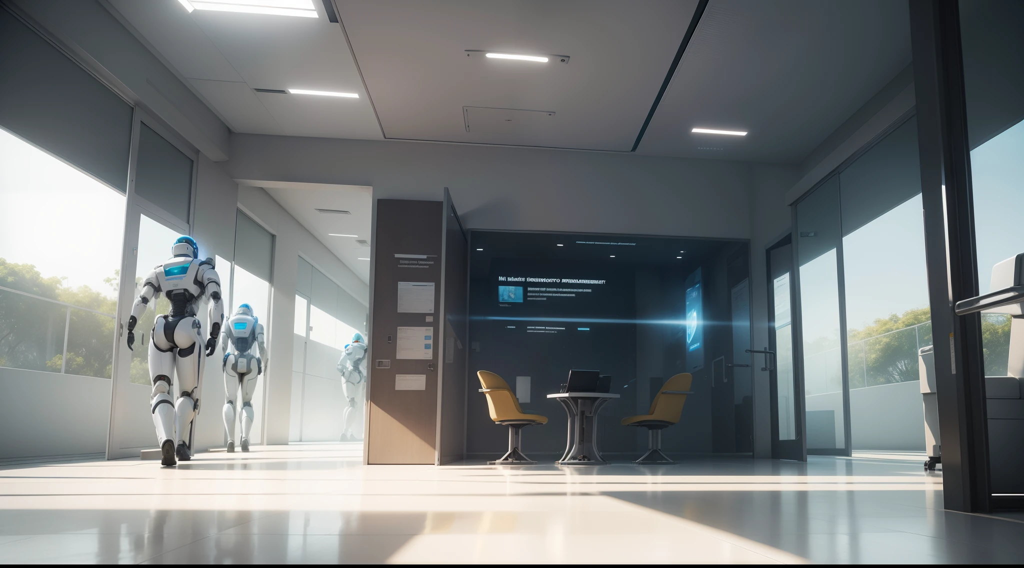 "(Obra-prima), (melhor qualidade), (Futuristic hospital with robots), (realista), (escenario completo), (ultra-detalhado), (qualidade 8K)"