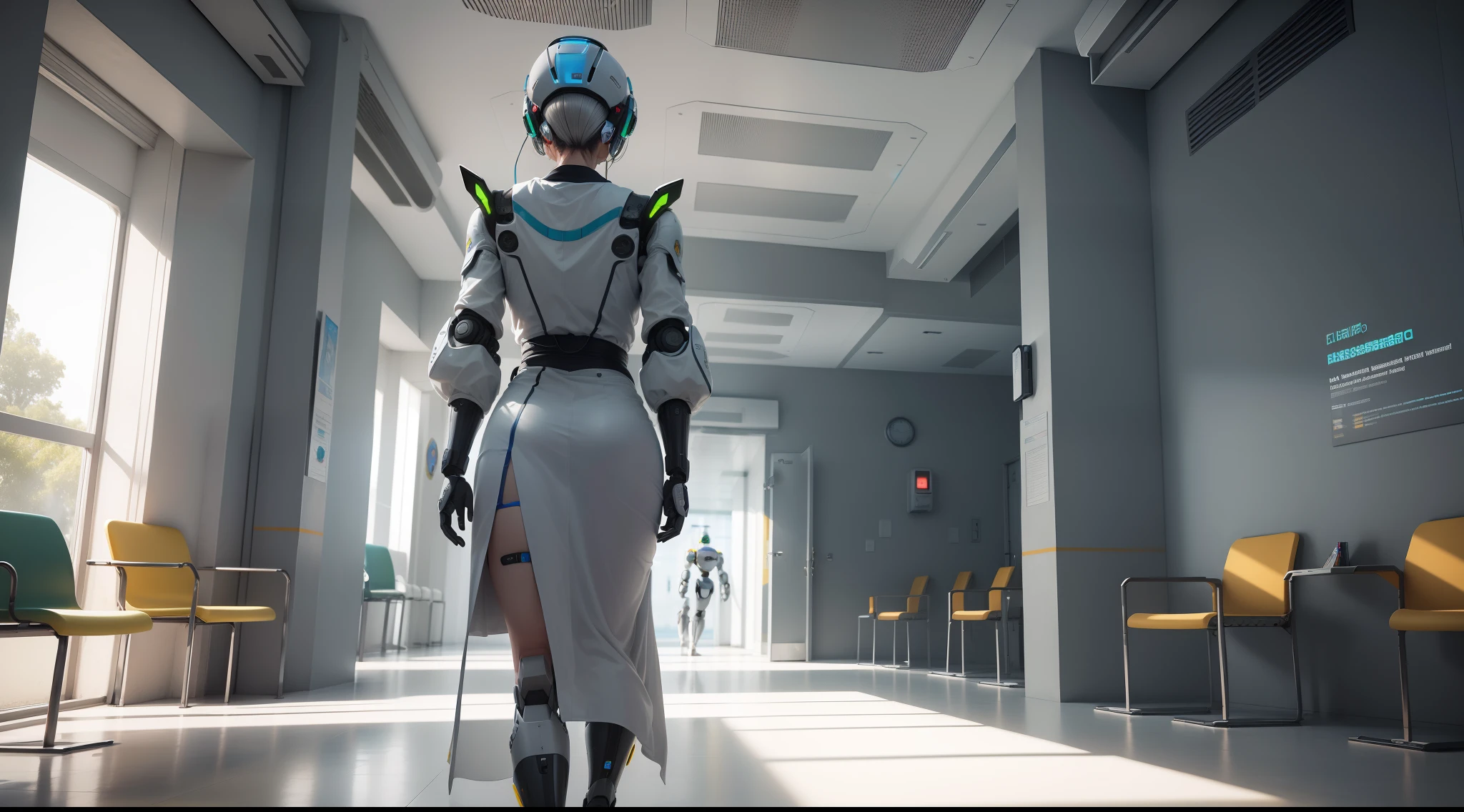 "(Obra-prima), (melhor qualidade), (Futuristic hospital with robots), (realista), (escenario completo), (ultra-detalhado), (qualidade 8K)"