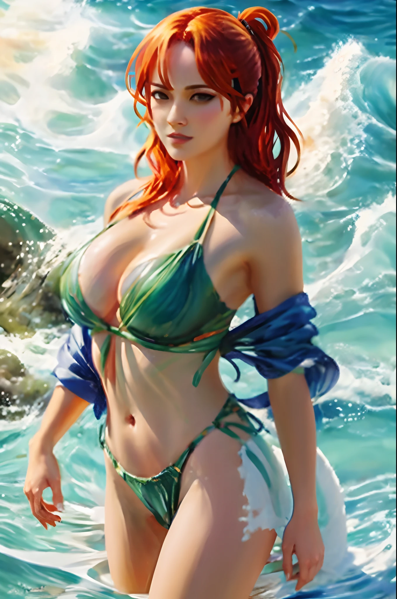 One piece, Nami, oil painting