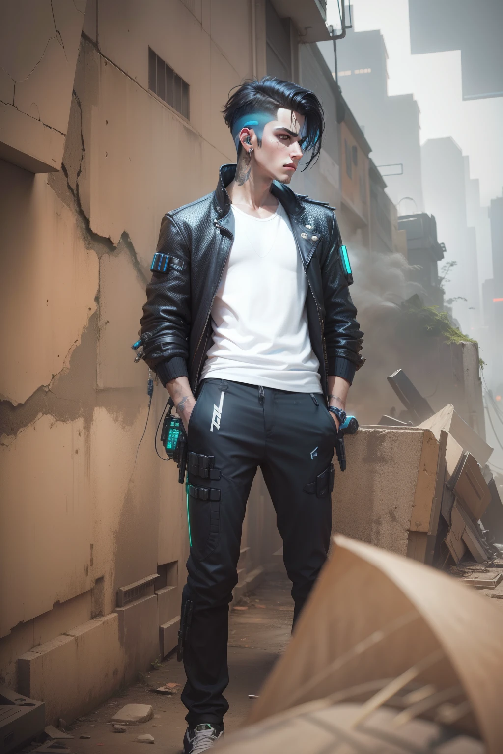 Change background Cyberpunk handsome boy, realities face, 8k , ultra realitic