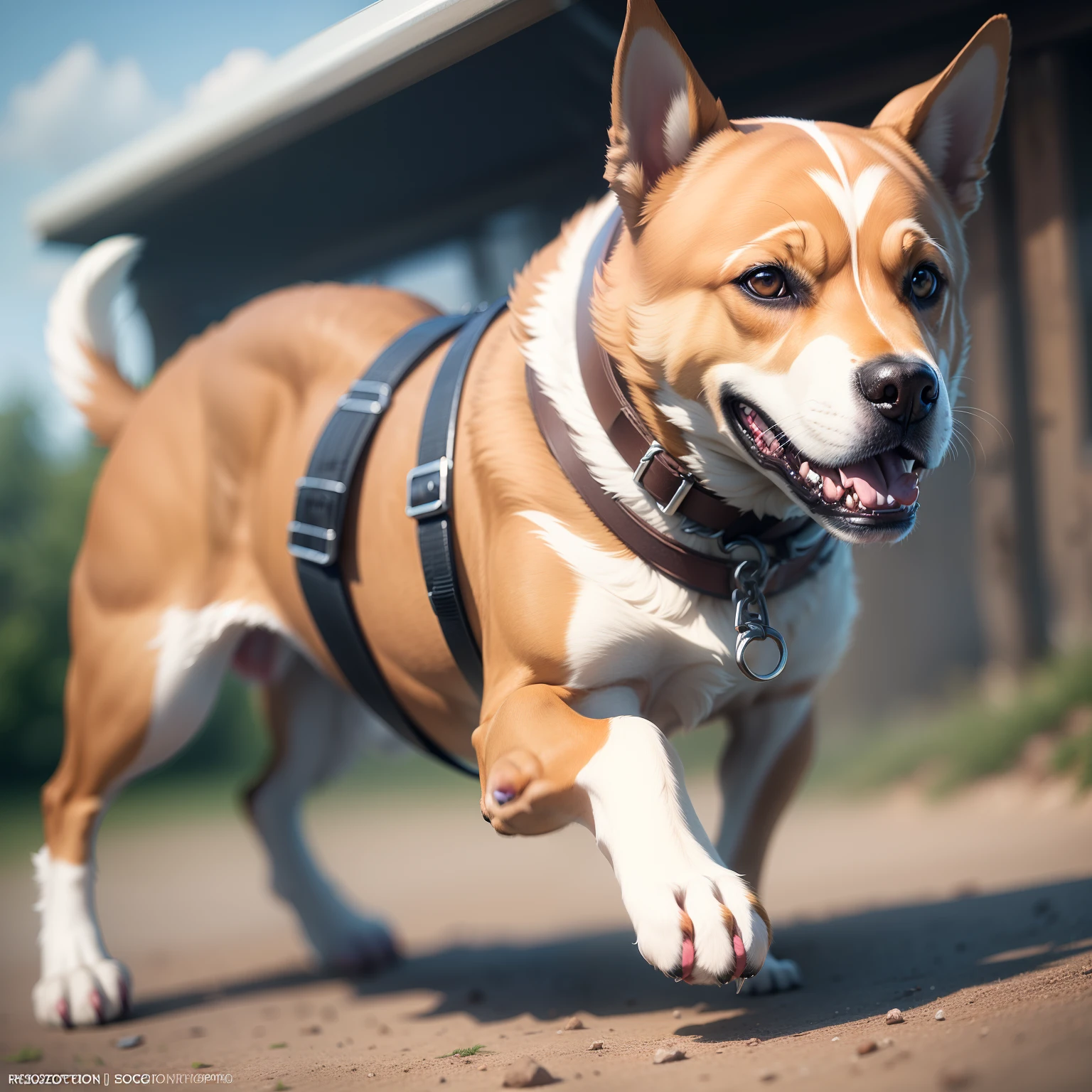 A dog with super power, hiperrealistic, photograph, desfocus, v5