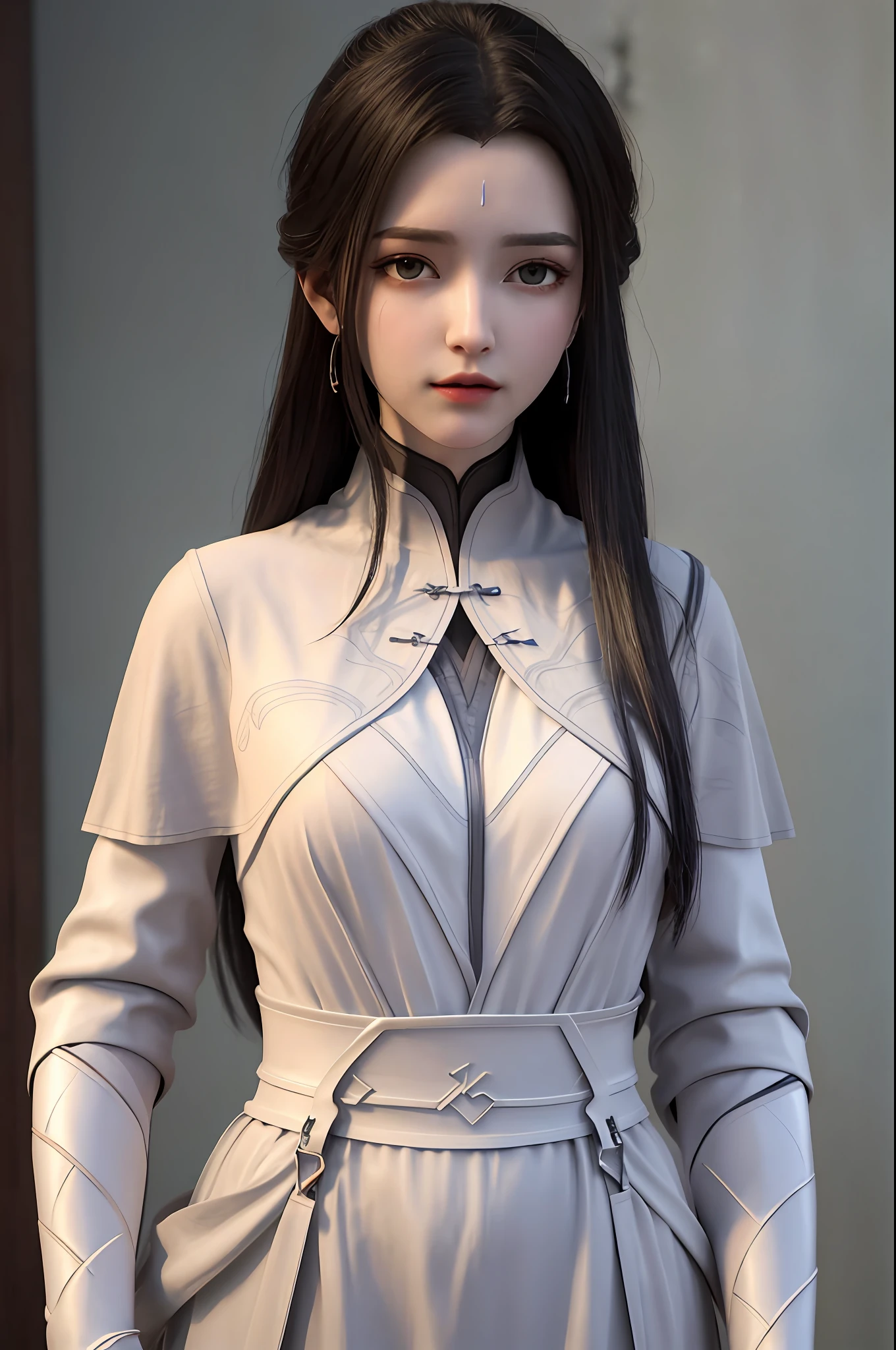best quality,highres, high resolution, 4k, 8k,3d rendering, weak light, physically-based rendering,masterpiece, (upper body), a girl, luxueqi, solo, looking at viewer,