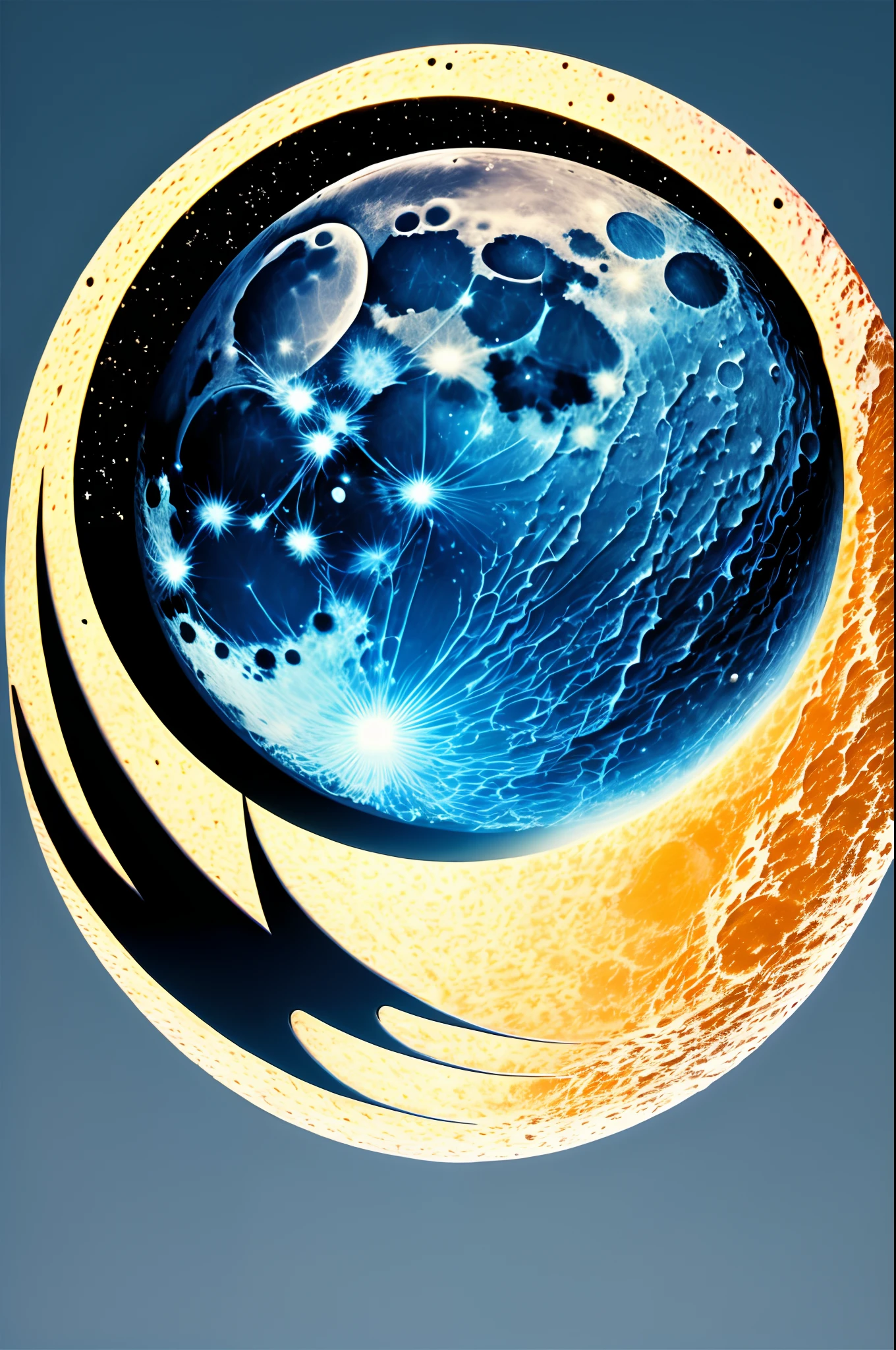 Large moon on dark blue background, no character moonlight flowing