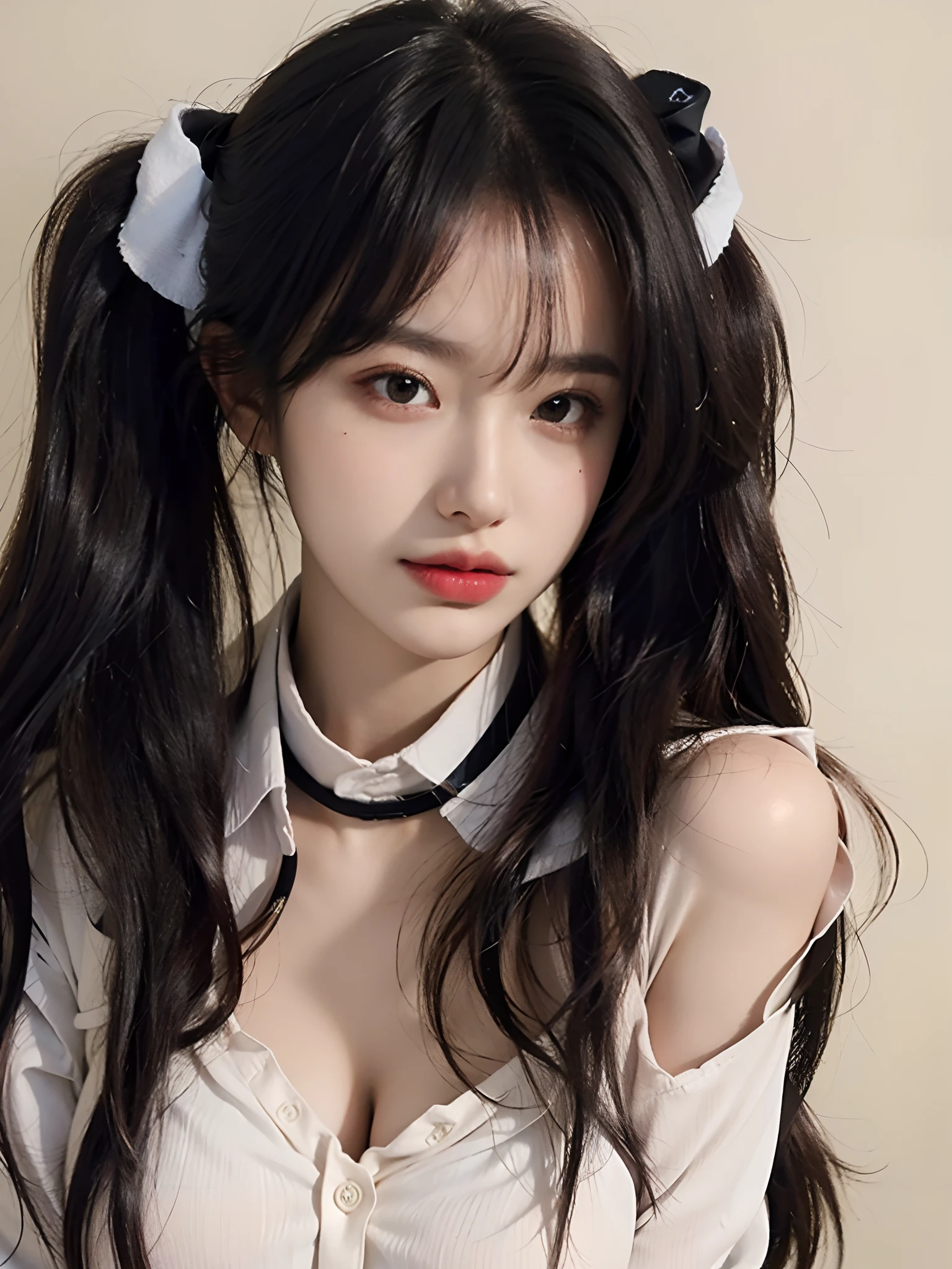 (Large breast:1.4),(open shirt:1.4),(Best quality,masterpiece,ultra high res,(photorealistic:1.4),1girl,(16 years old:1.4),(partially unbuttoned:1.5),
