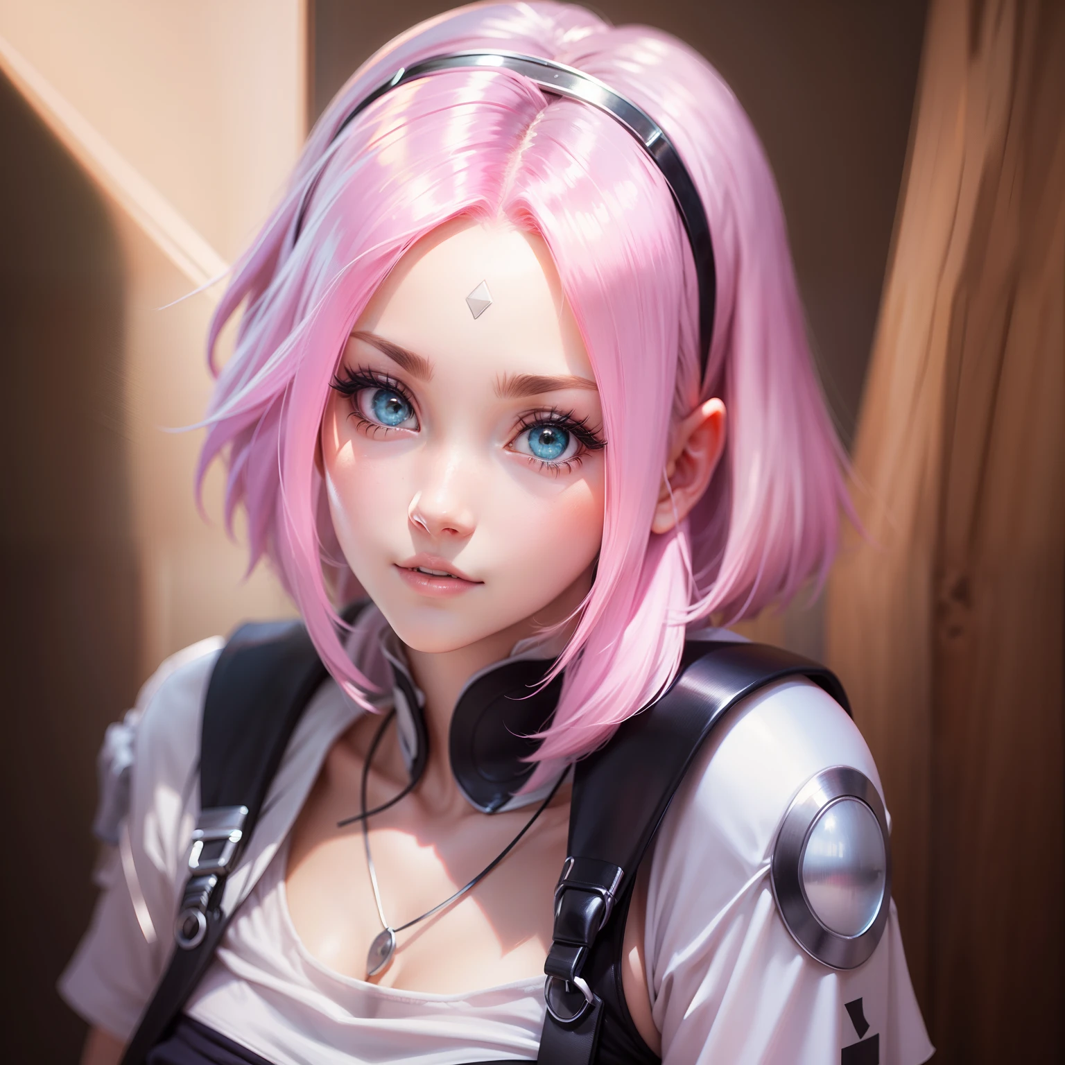 Hinata linda e alta de cabelo curto anime super realista e bem detalhado