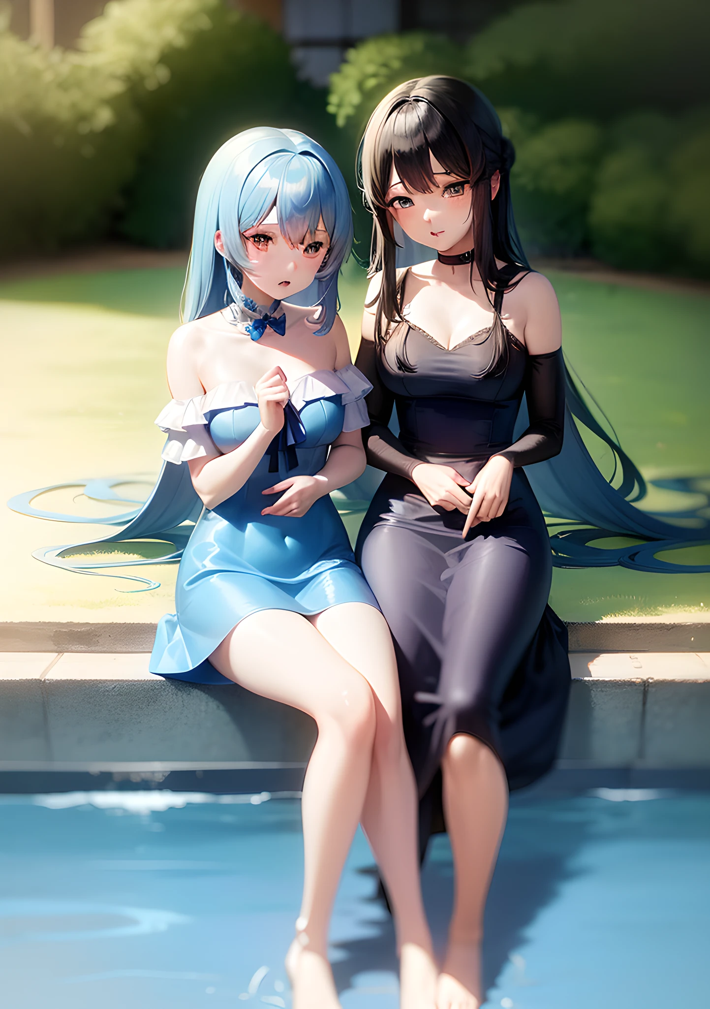 Anime girl in blue dress sitting in pool, Seductive Anime Girl, Anime visuals of cute girls, Smooth Anime CG Art, beautiful anime high school girl, (Anime Girl), anime moe art style, visual novel cg, Beautiful anime girl, Kantai Collection Style, charming anime girls, anime wallaper, pretty anime girl, official artwork, Cute anime girl