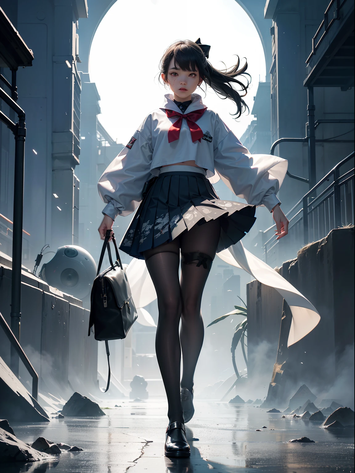 (full body:1.5),(1girl:1.3),(looking at viewer:1.4),(anatomy correct:1.3),(In the paradise of the day:1.3),(Wearing Very thick Printed Pantyhose and Eskimo style JK uniform printed pleated skirt and JK uniform leather shoes with bow decoration :1.3), (A high jump posture:1.3),(In pink|amarelo|blue colors|green color|red colour|white colors|black in color|purpleish color|greys|Beige|Flesh color 1.4),(Glowing eyes:1.25),(Accurate and perfect face:1.4),(Clothing Gloss:1.25),(Skin reflection:1.25),hyper HD, Ray traching, reflective light,structurally correct, Award-Awarded, high detal, lightand shade contrast, Face lighting,cinmatic lighting, tmasterpiece, super detailing, high high quality, high detal, best qualityer, 16k,high contrast,