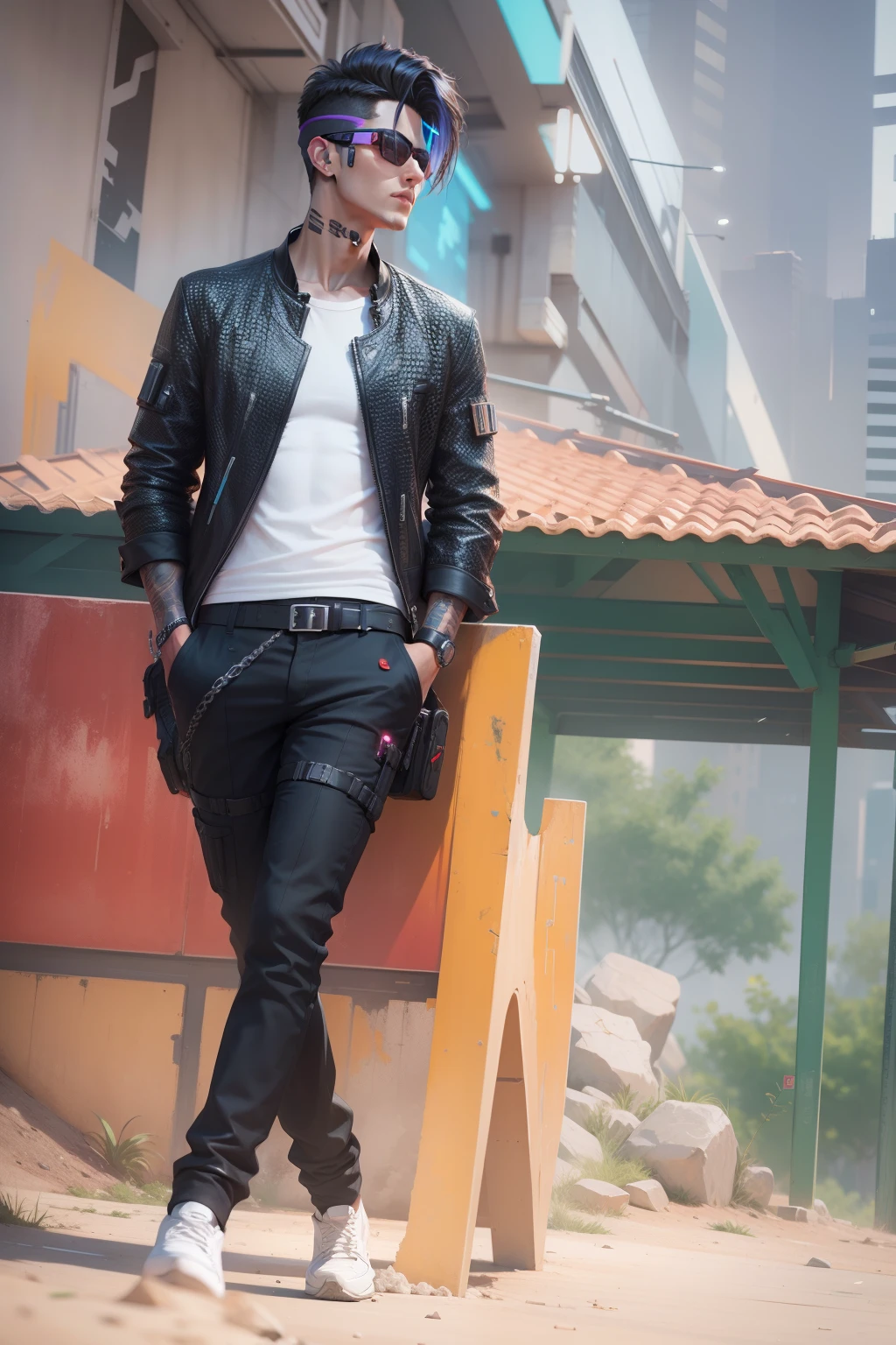 Change background cyberpunk handsome boy, realistic face, 8k , ultra realistic