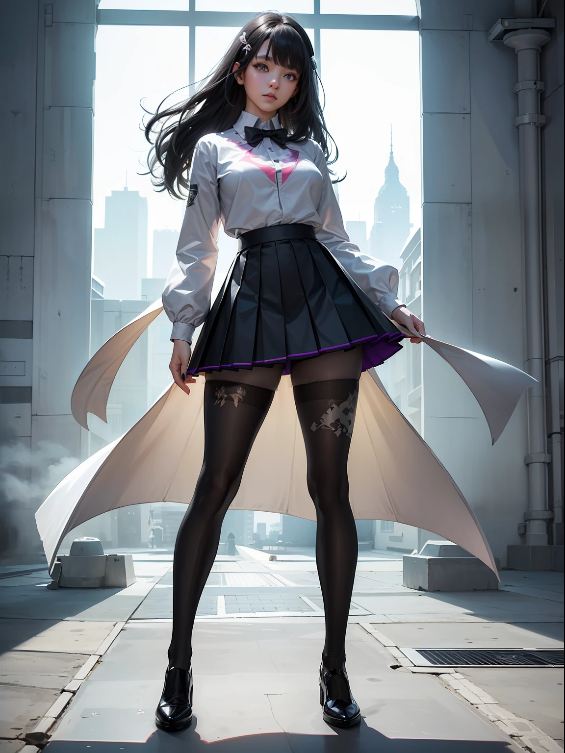 (full body:1.5)，(1girl:1.3),(looking at viewer:1.4)，(anatomy correct:1.3)，(In the paradise of the day:1.3),(Wearing Very thick Printed Pantyhose and All Diamond Set JK uniform printed pleated skirt and JK uniform leather shoes with bow decoration :1.3), (A high jump posture:1.3),(In pink|amarelo|blue colors|green color|red colour|white colors|black in color|purpleish color|greys|Beige|Flesh color 1.4)，(Glowing eyes:1.3),(Accurate and perfect face:1.4),(Clothing Gloss:1.25),(Skin reflection:1.25),hyper HD, Ray traching, reflective light，structurally correct, Award-Awarded, high detal, lightand shade contrast, Face lighting，cinmatic lighting, tmasterpiece, super detailing, high high quality, high detal, best qualityer, 16k，high contrast,