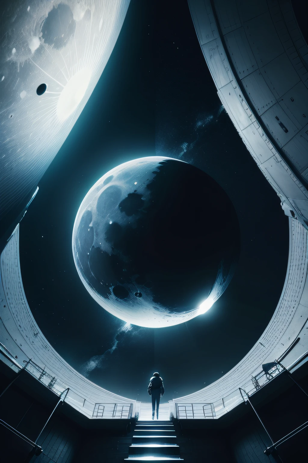 moon in a fantastic space setting in the style of abstract Gamercore technology