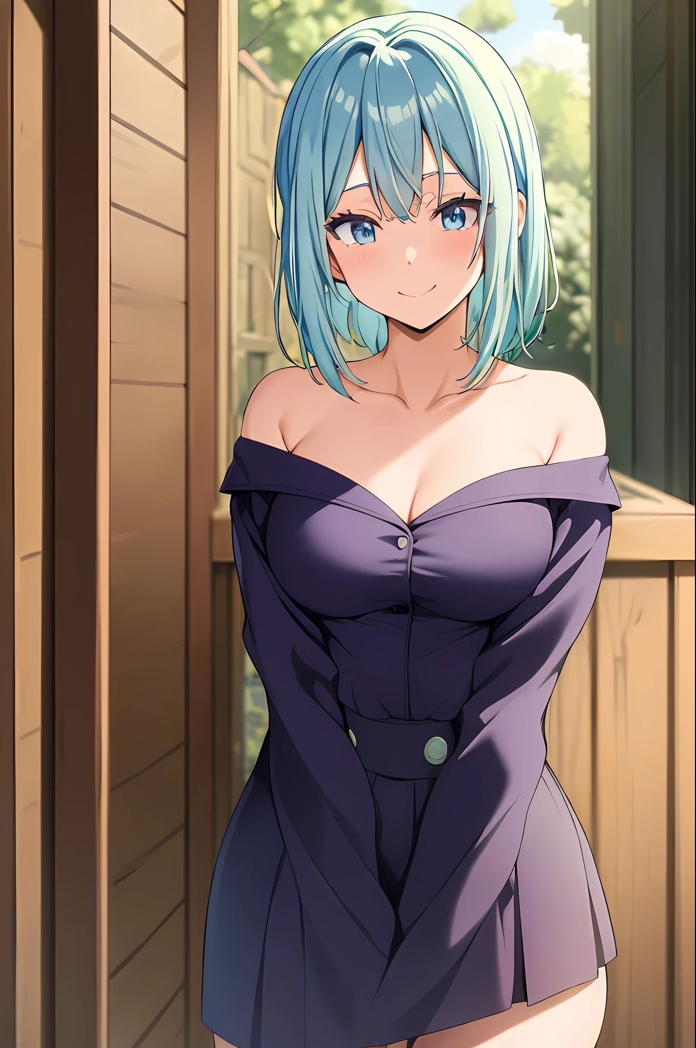 ((best quality)), ((masterpiece)), (detailed),
mjurran
1girl,
1girl, aqua_hair, bangs, blue_eyes, closed_mouth, collarbone, green_hair, looking_at_viewer, short_hair, smile, solo,