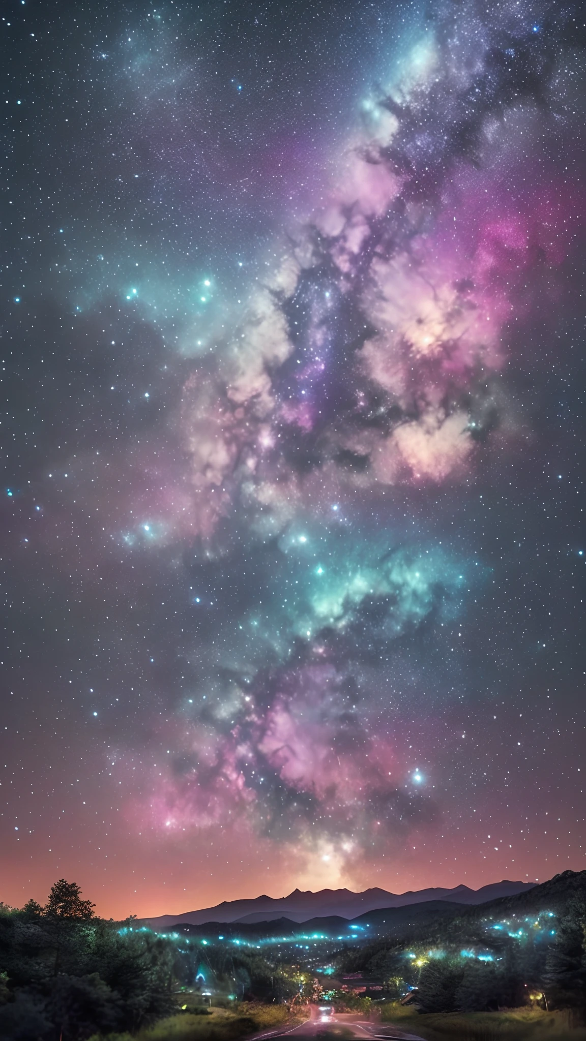 Beautiful starry sky、Unimaginably spectacular glowing clouds、Fractal Nebula Thread、cosmic entity、Um ser celestial、kosmos、Vibrant and vivid、whirlpool、Revolutions、unreal、highly contrast、symbiosis、magia、mystical、mystical、surrealistic、Hypersaturated、colourfull