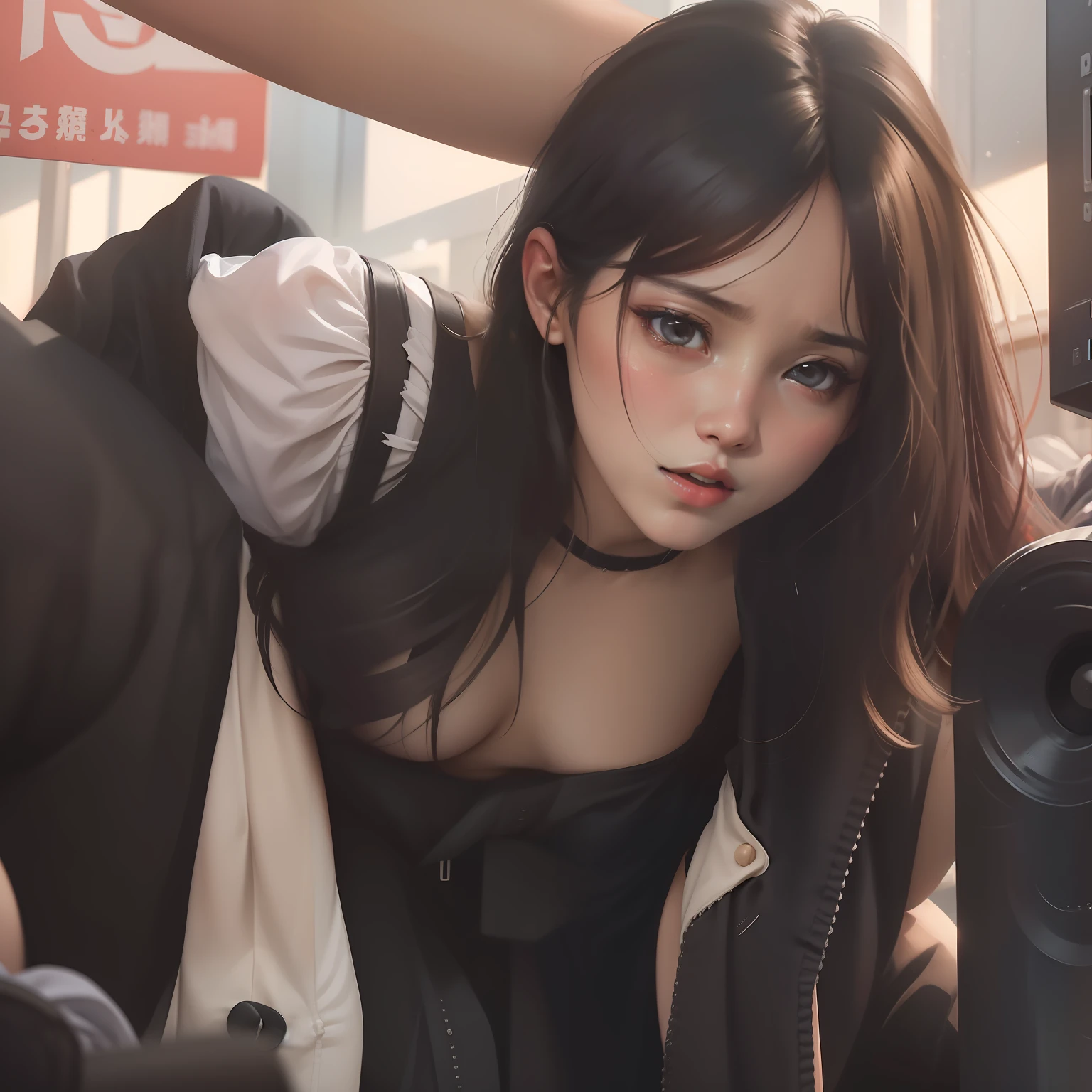 The beautiful girl was forcibly pushed and pressed under her,Tear open clothes and underwear