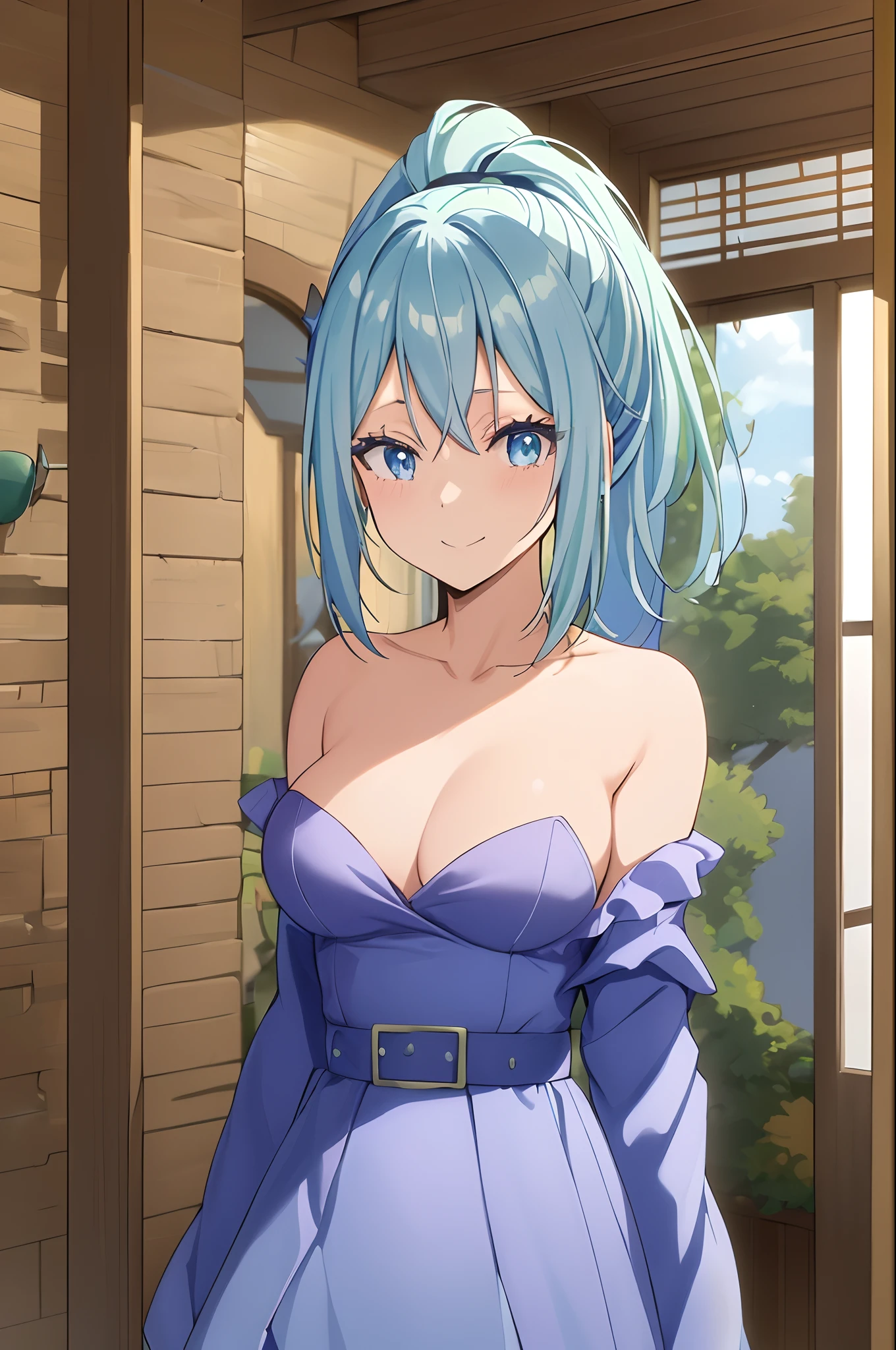 ((top-quality)), ((masterpiece)), (detaileds),
Mujran
1 girl、
1girl in, aqua_hair, bangss, Blue_Eyes, Closed_Mouth, 鎖骨, Green_hair, up looking_で_viewer, Short_hair, A smile, 独奏,Fluttering chest、are visible、