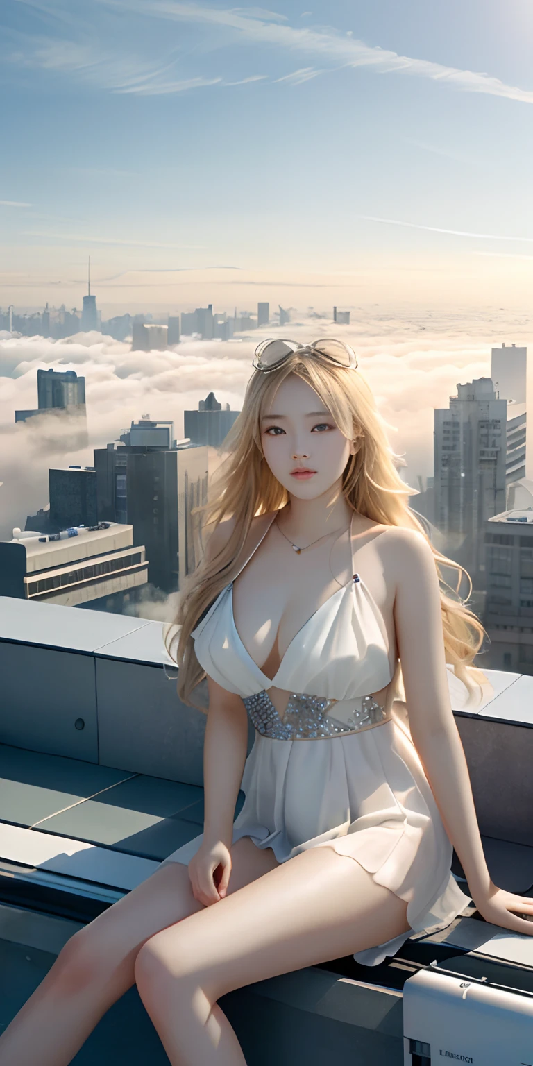 （1girl：1.3）， 独奏， （（（very vey very detailed face））），（（very detailed eyes and faces））），beatiful detailed eyes，Body parts__，offcial art，Unified 8k wallpaper，ultra-detailliert，Beautiful and beautiful，big breasts beautiful，tmasterpiece，best qualtiy，primitive，tmasterpiece，ultra fine photos，best qualtiy，超高分辨率，photorealistic realism，rays of sunshine，full-body portraits，stunningly beautiful，，dynamicposes，delicated face，vibrant eyes，（from the front side）， She is naked，Very detailed city roof background， Roof，looking over city，详细的脸，detailed complex busy background，untidy，opulent，milkyW，highly detailedskin，Realistic details of skin，Visible pores，Clear focus，volume fog，8k uhd，digital SLR camera，high qulity，filmgrain，White skin of the，photo-realism，lomography，A huge metropolis of the dystopia of the future， semi transparent