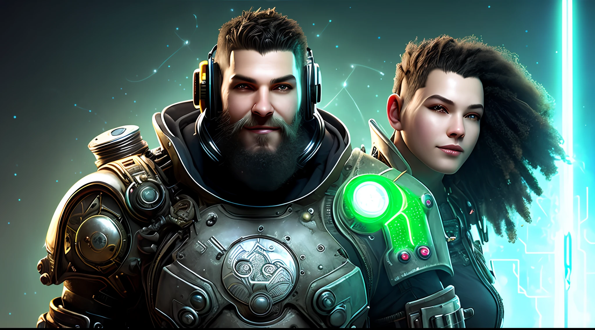 Desenvolva uma logo em 3D para o canal do TikTok @Olendariosonhador.  The legendary Dreamer is a fort, Bearded chubby hero from the futuristic setting of Cyberpunk Matrix Fallout3 with a gorgeous smile The logo should be inspired by cyberpunk themes, Steampunk, Matrix e Fallout 3 e 4, Highlighting the colors galaxy green, neon gloss and metallic tones. O fundo da logo deve ser neutro, nas cores preto ou branco.
The legendary Dreamer is a fort, Bearded chubby hero from the futuristic setting of Cyberpunk Matrix Fallout3 with a gorgeous smile
The logo should incorporate symbolic elements of motivation, anime, Fede, Artificial Intelligences, tecnologia e belas imagens do universo. Ela pode ser composta por engrenagens estilizadas, representing the fusion between technology and creativity. Inclua elementos sutis do estilo cyberpunk, como linhas neon e elementos futuristas.
The legendary Dreamer is a fort, Bearded chubby hero from the futuristic setting of Cyberpunk Matrix Fallout3 with a gorgeous smile
In the center of the logo, Place an icon that symbolizes the dreamer's journey. Pode ser uma figura estilizada em pose motivacional, surrounded by a neon green glow that symbolizes energy and determination. Around the icon, Add details such as programming codes or circuits to highlight the technology aspect.

Use tipografia criativamente para escrever "Olendariodreamer" em um estilo que remete a fontes futuristas, but readable. Letters can have a neon green lighting effect, subtle texture details reminiscent of cyberpunk and steampunk aesthetics. He's alone
Make sure that all the elements of the logo harmonize and create a visually appealing composition. The end result should be a 3D logo that conveys the essence of the channel, incorporando os temas e cores mencionados de forma equilibrada e cativante." The legendary Dreamer is a fort, Bearded chubby hero of the futuristic setting of Cyberpunk Matrix Fallout3 with a beautiful smile he is alone,  he is all alone